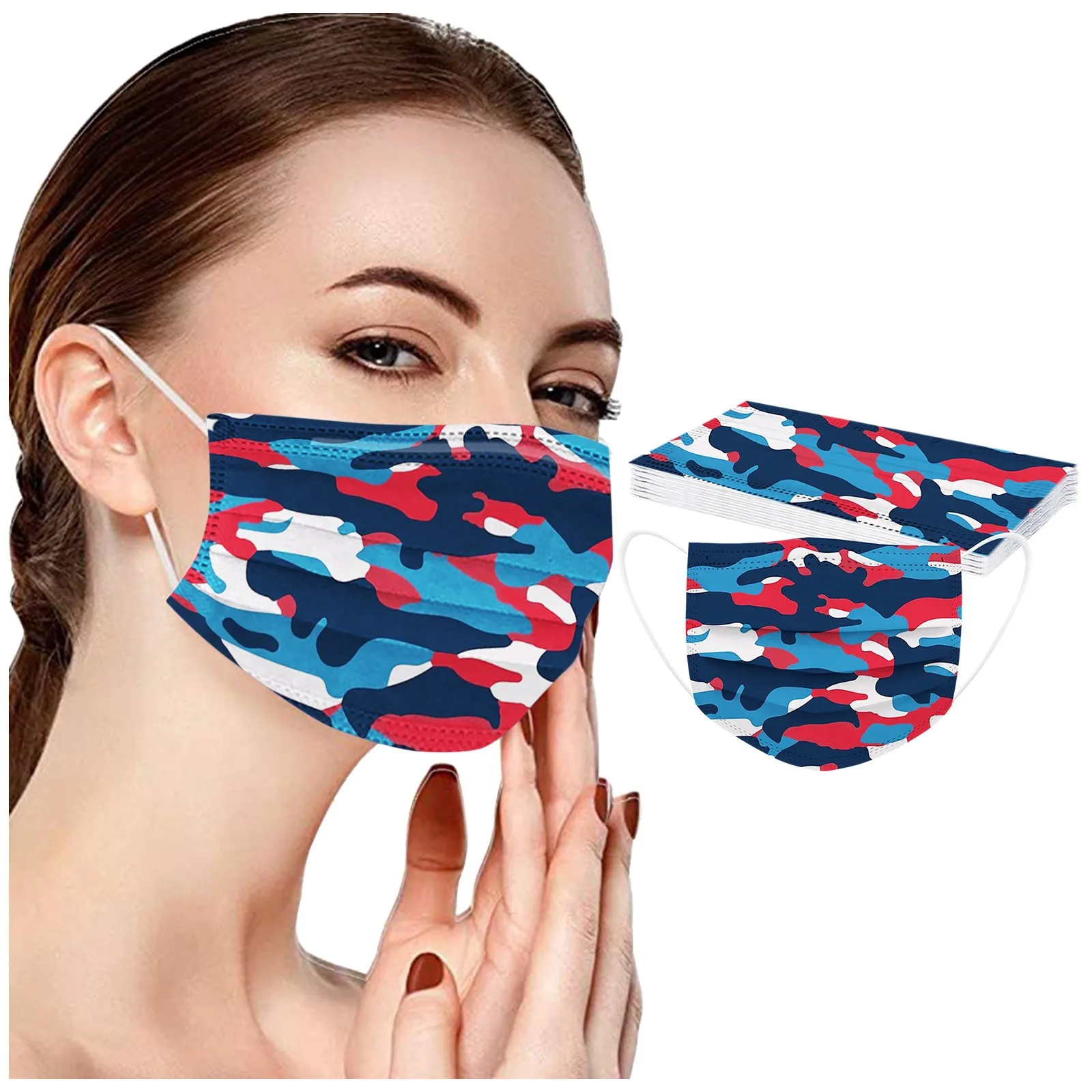 funny mens halloween costumes 50pcs Camouflage Disposable Mask Halloween Cosplay Fashion Printed 3-layer Designer Bandana Mascarillas For Face Cosplay Masque scary halloween costumes