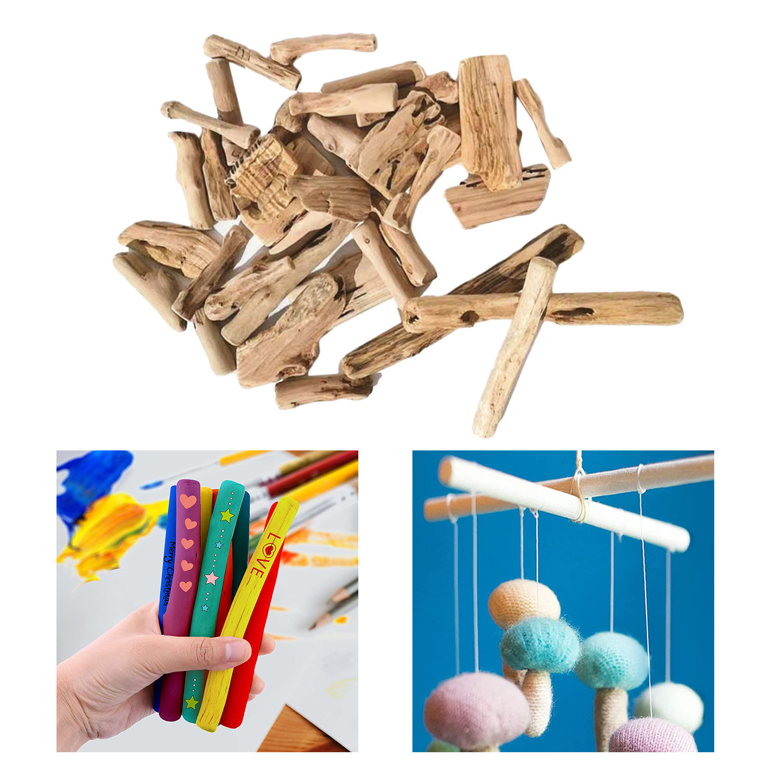 Natural Driftwood Pieces Craft Sticks Small for Northumbrian Coastline Display Arts and Craft DIY Decorating Creating