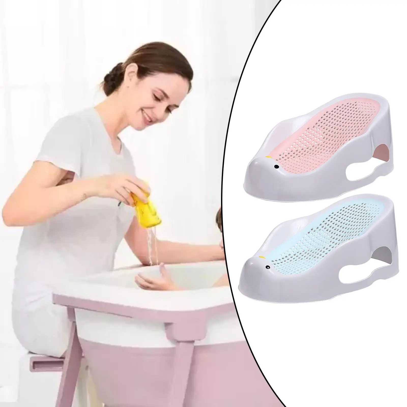 Baby Bath Support Non-Slip Quick-Dry Soft Use from Birth until Sitting up Bathtub Mat Bath Rack for Infant 0-6 Months Newborn