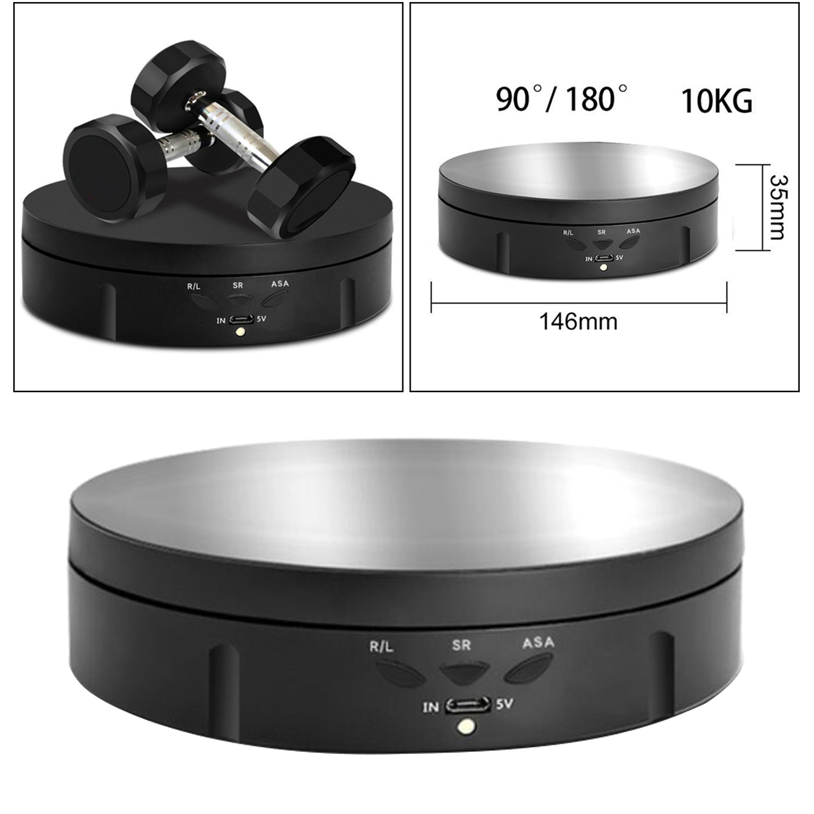 Electric 360° Rotating Display Stand Turntable Jewelry Model Toys Holder