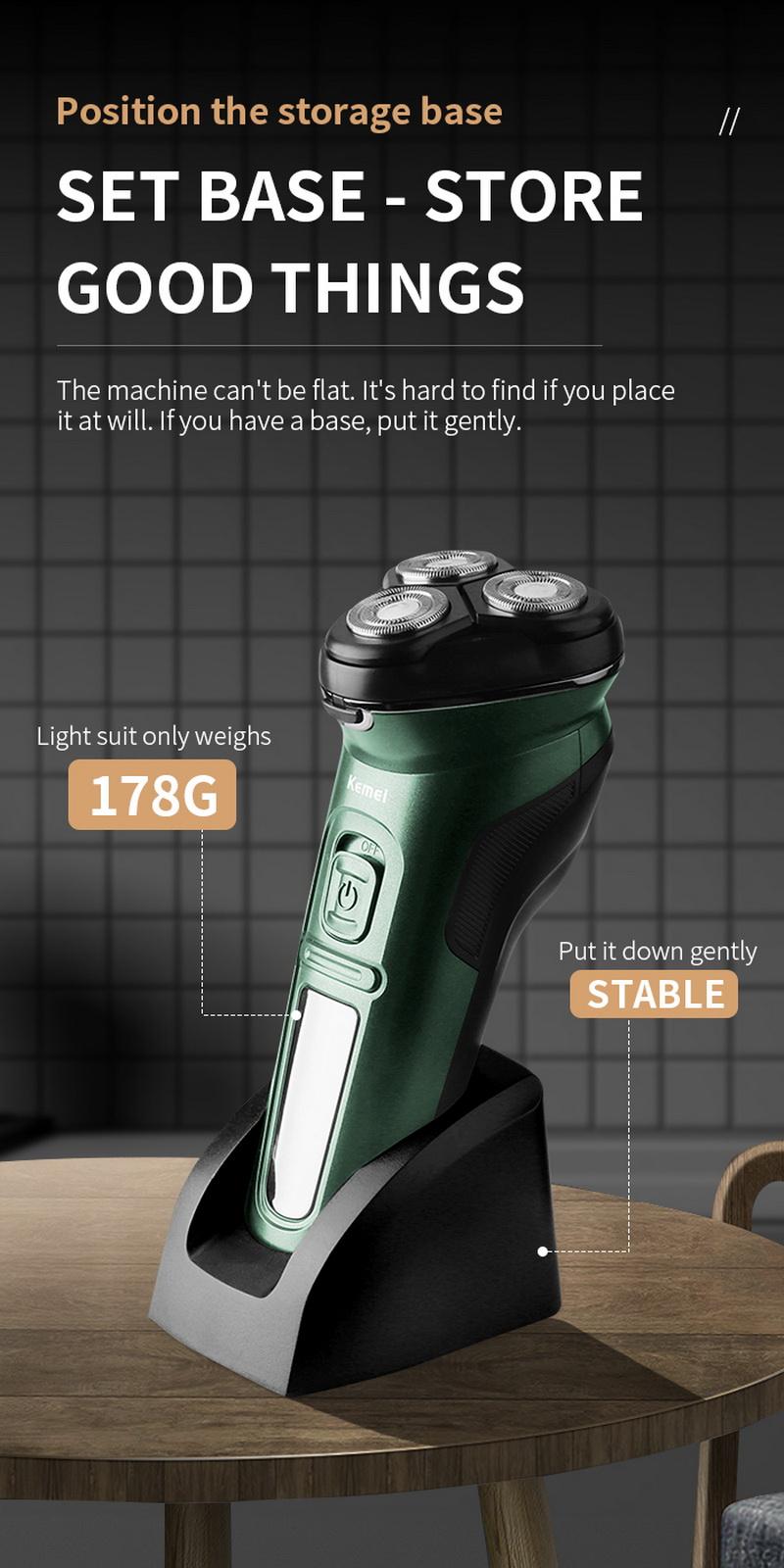 Aparador de Pêlos Cuidados com o Rosto Máquina de Barbear Kemei Barbeador Elétrico Recarregável Barba Lavável Navalha Flutuante Men Usb 7 Cheap Barbeadores elétricos