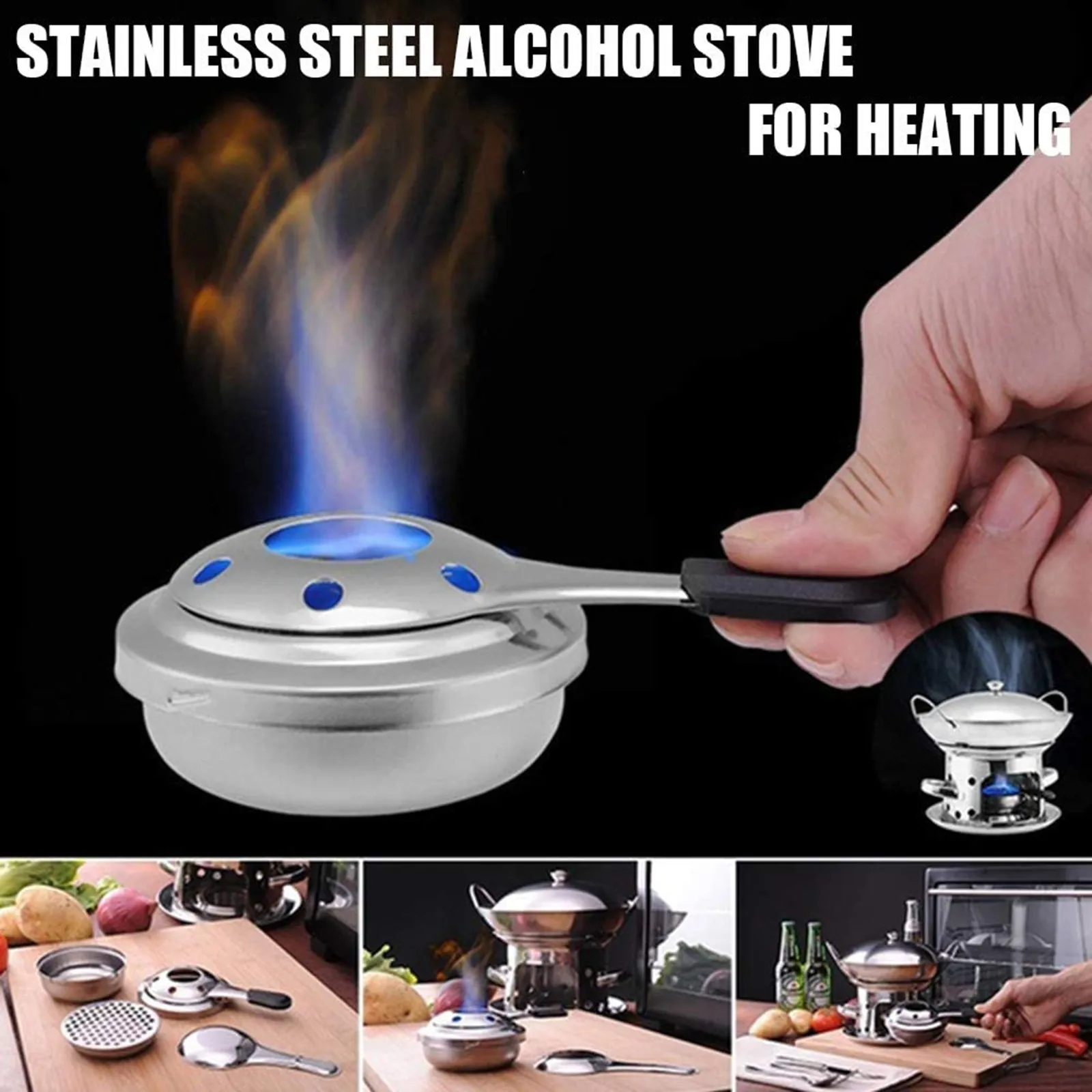 Portable Mini Fondue Pot Burner,Suitable for Party and Picnic Outdoor Camping Picnic Cooking Pot Safe Fondue Fuel Portable Stainless Steel Alcohol Stove Burner Stainless Steel Fondue Burner 