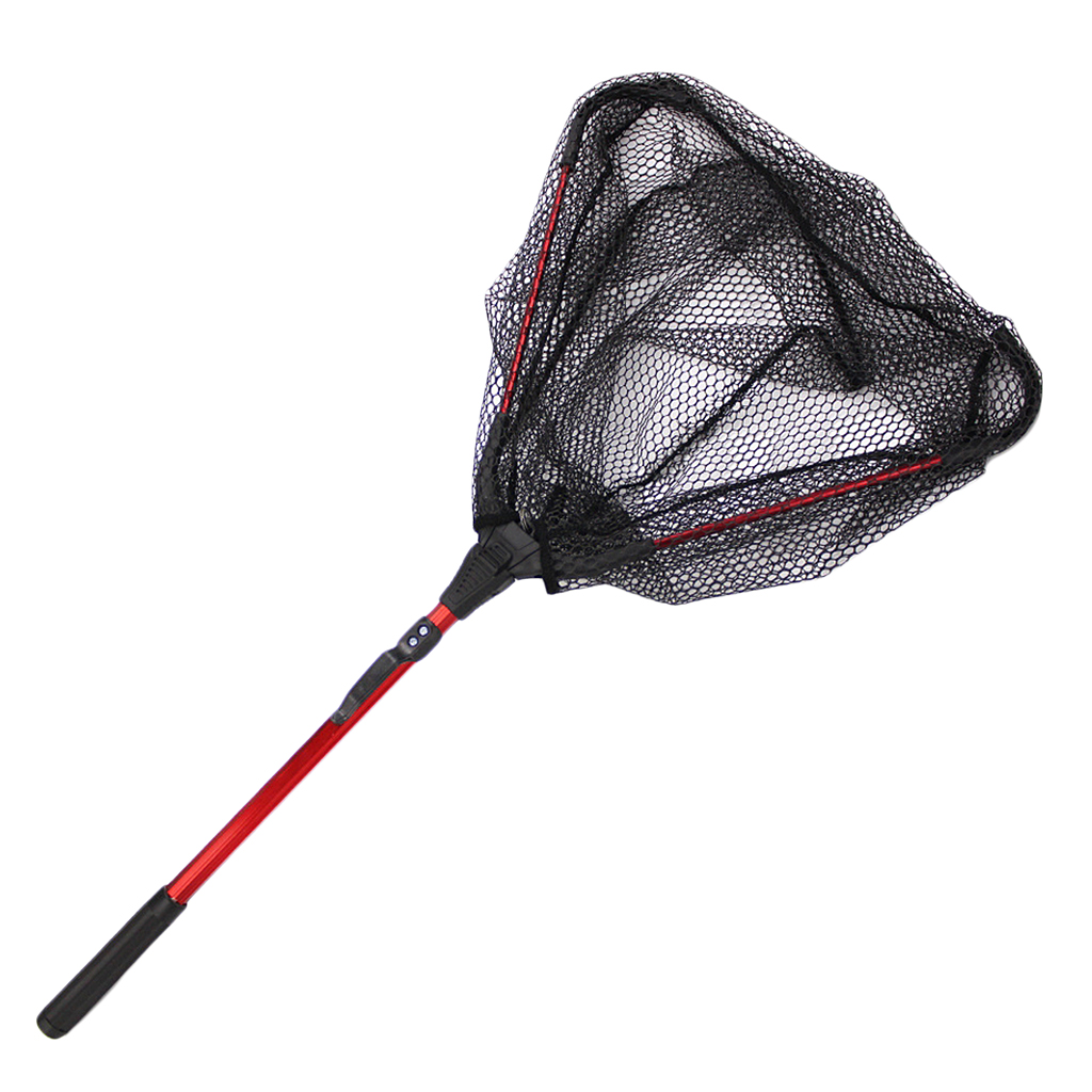 Foldable Trilateral Fishing Landing Net Brail Telescopic Handle 80cm