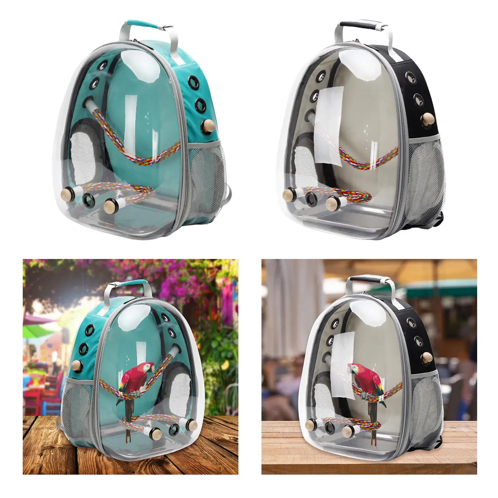 Clear Pet Backpack and Standing Perch for Cockatiels Finches Lovebirds