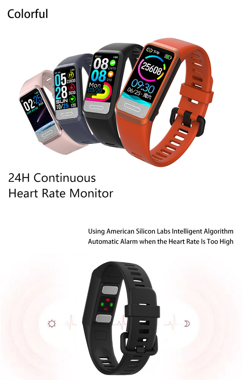 ECG PPG HRV Bluetooth Smart Bracelet Waterproof Pedometer Measure ECG