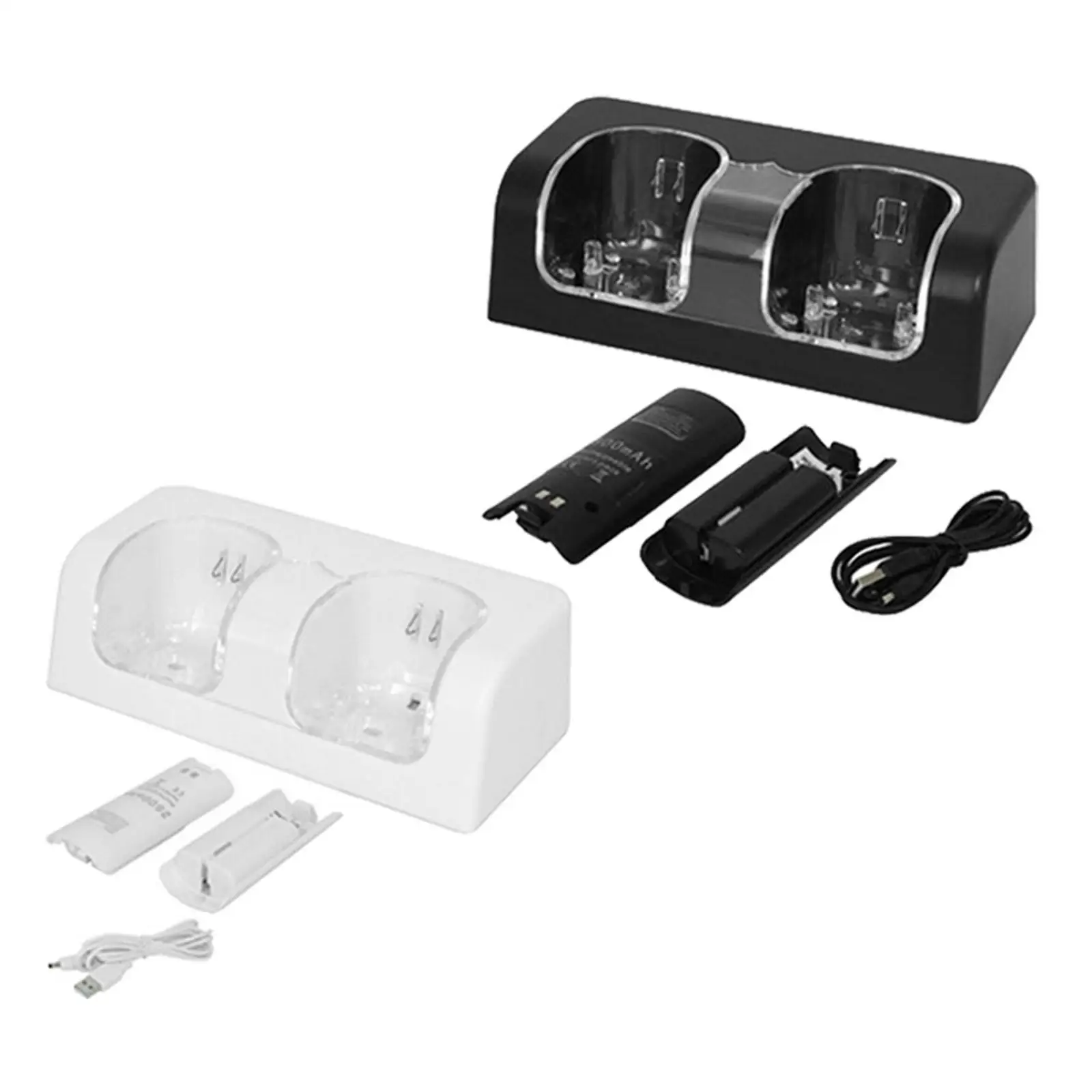 2 in 1 Smart Charger Charging Dock Station with Lengthened Cord for Wii Game Console Game Accessories