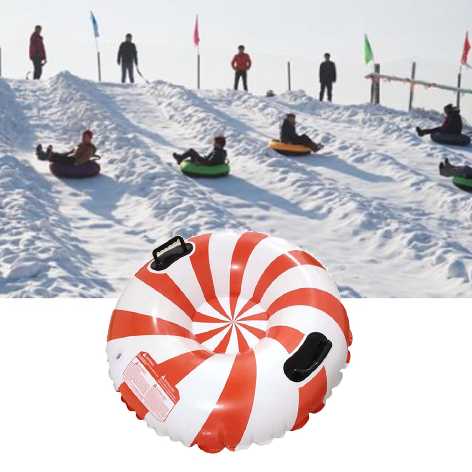 Winter Snow Tube Inflatable Snow Sled Highly Tolerant Abrasion Floated Grass Skiing Board for Children Adults Christmas Gifts