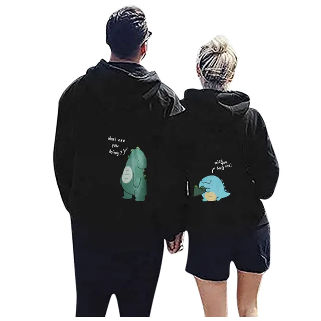 Men Hoodies Sweatshirt Dinosaur Pullover For Lovers Matching Sweatshirt For  Couple Wedding, Anniversary, Newlywed Cute Hoodies for Women Zipper Tops