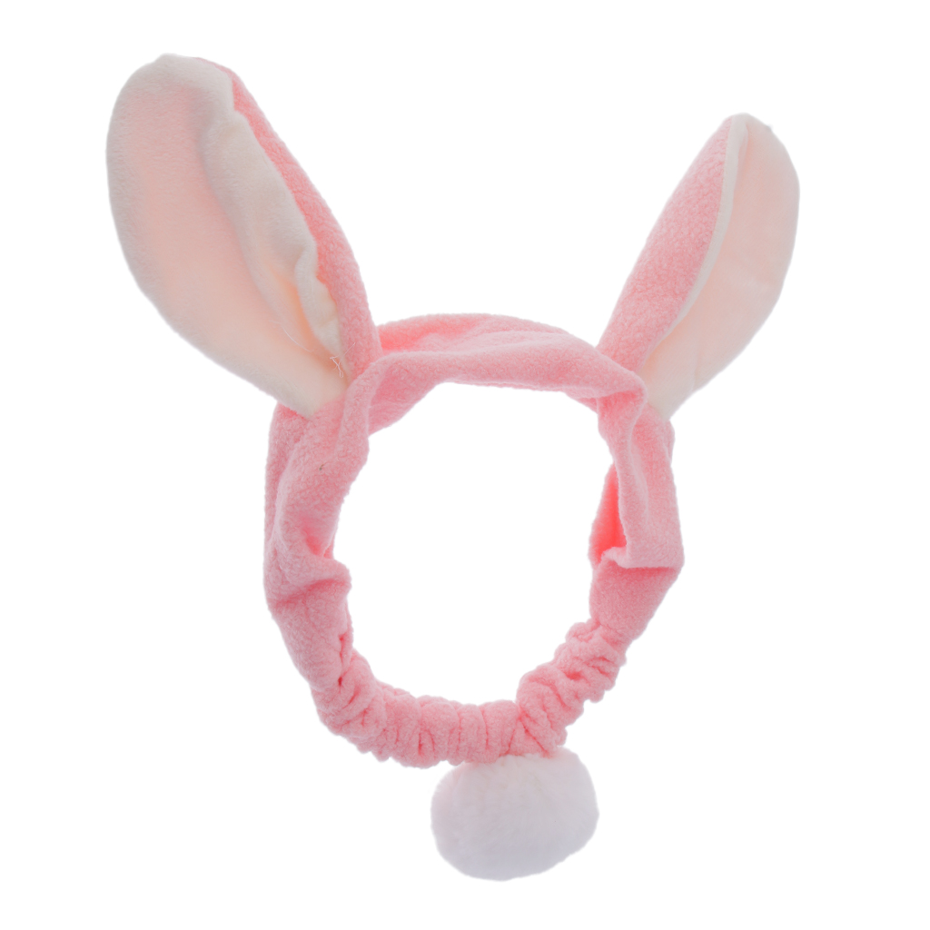 Lovely Headband Rabbit Ears Cute  Tails Hair Band Soft Flocking Head Wrap Makeup Headwear