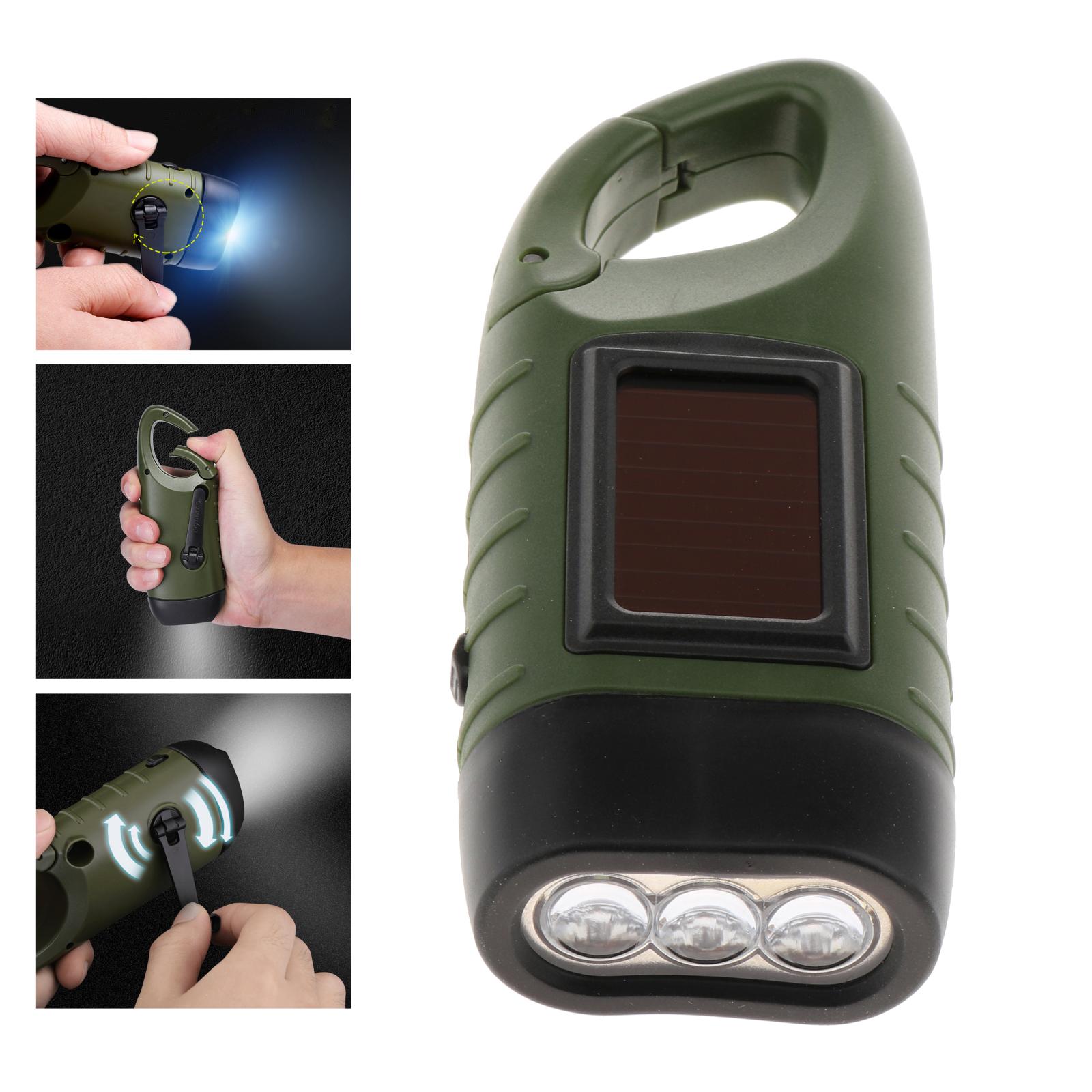 Handheld LED Torch Super Bright Hand Cranking Flashlight USB Rechargeable Work Light for Camping Hiking Backpack Outdoor Sports