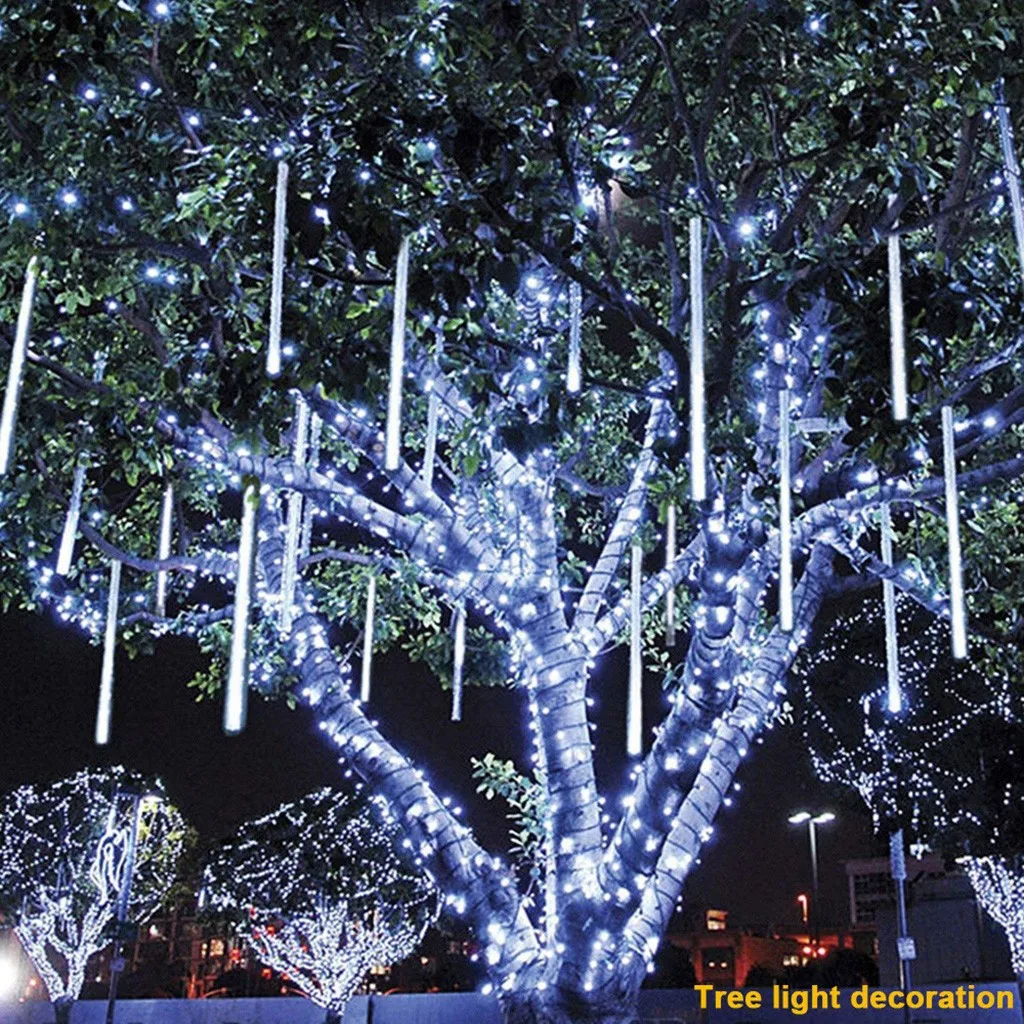 2pc 30 Meteor Shower Rain 8 Tubes Led String Lights Waterproof Christmas Outdoor Patio Decorations Wedding Navidad Tree Holiday mini fairy lights