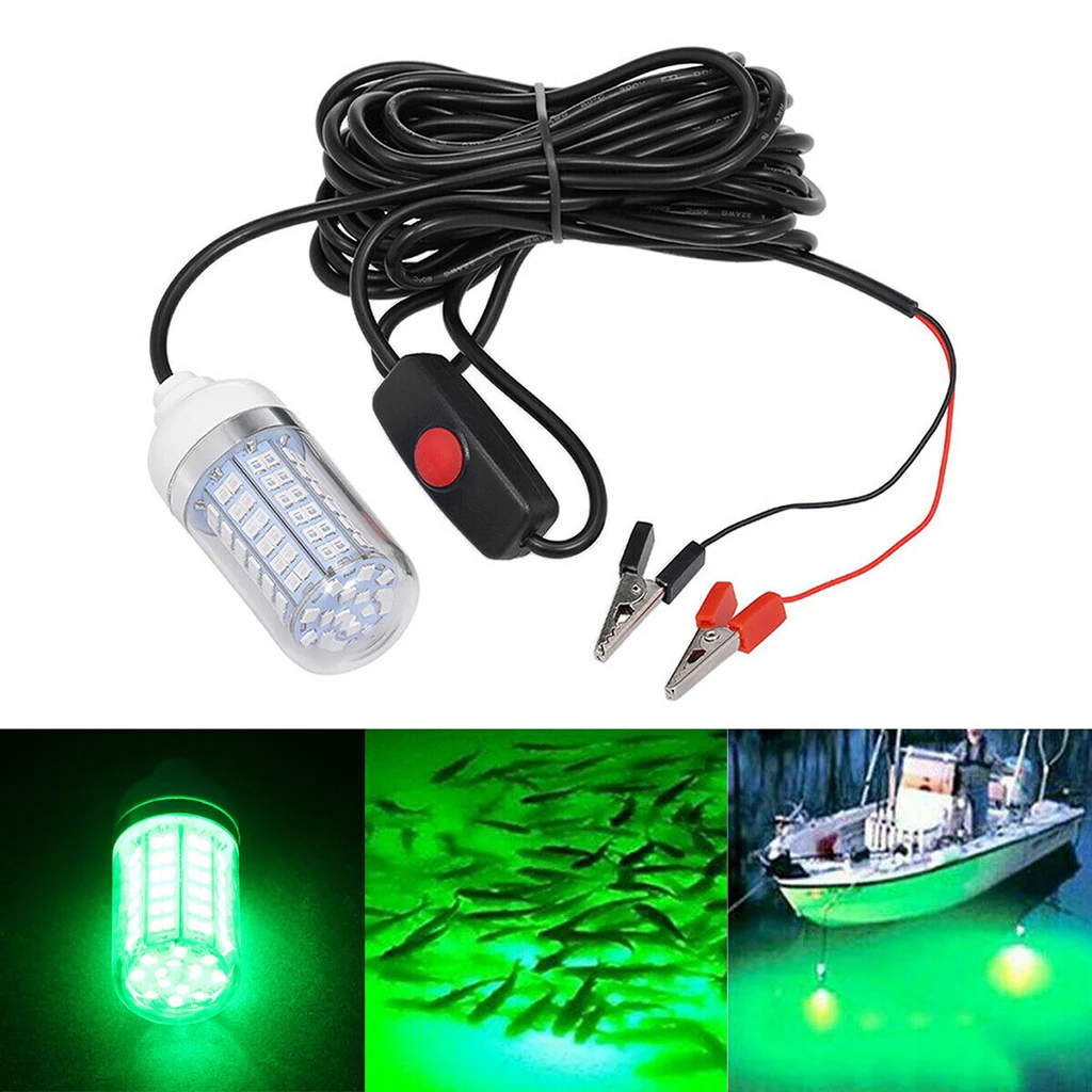 Fishing Lights 12V LED 15W Green Lighting IP68 Waterproof Underwater Gathering Lights Attr t Prawns Squid Krill Lamps
