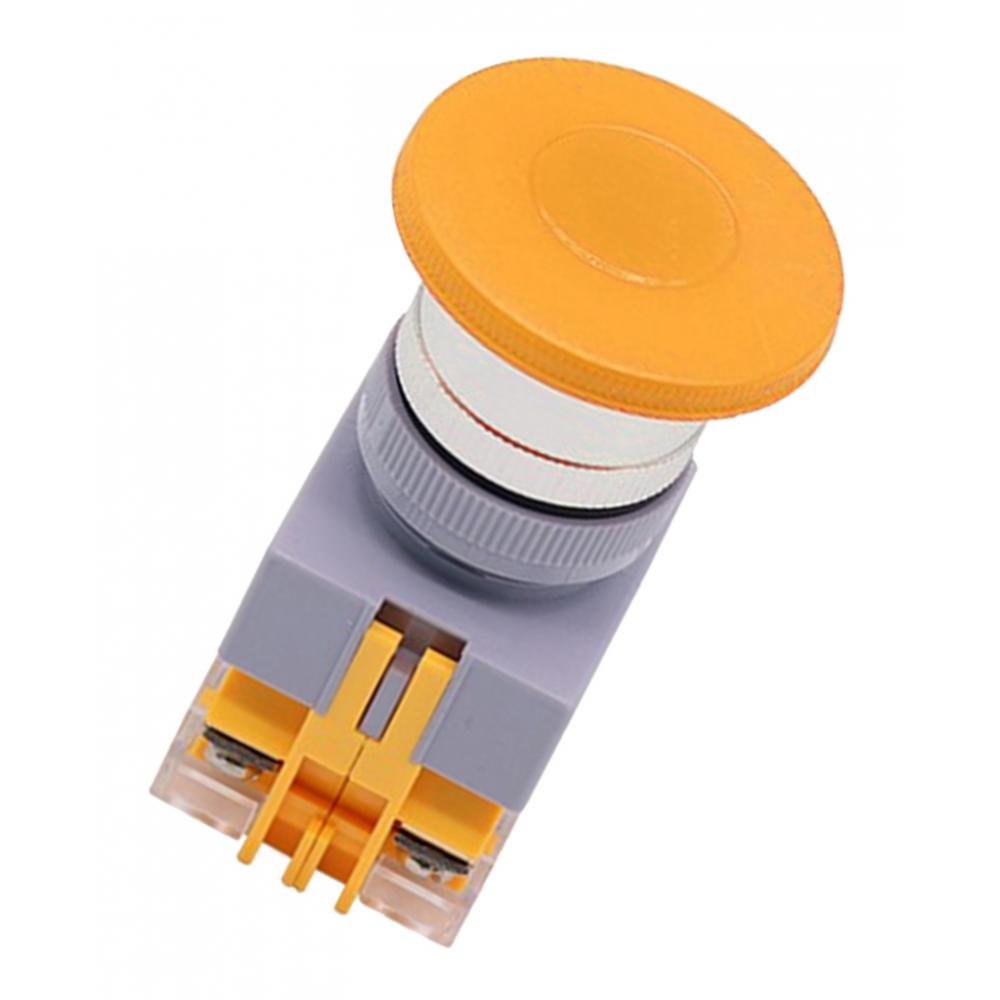 1pc Emergency Stop Mushroom Head Push Button Switch Reset LAY37-11M Yellow