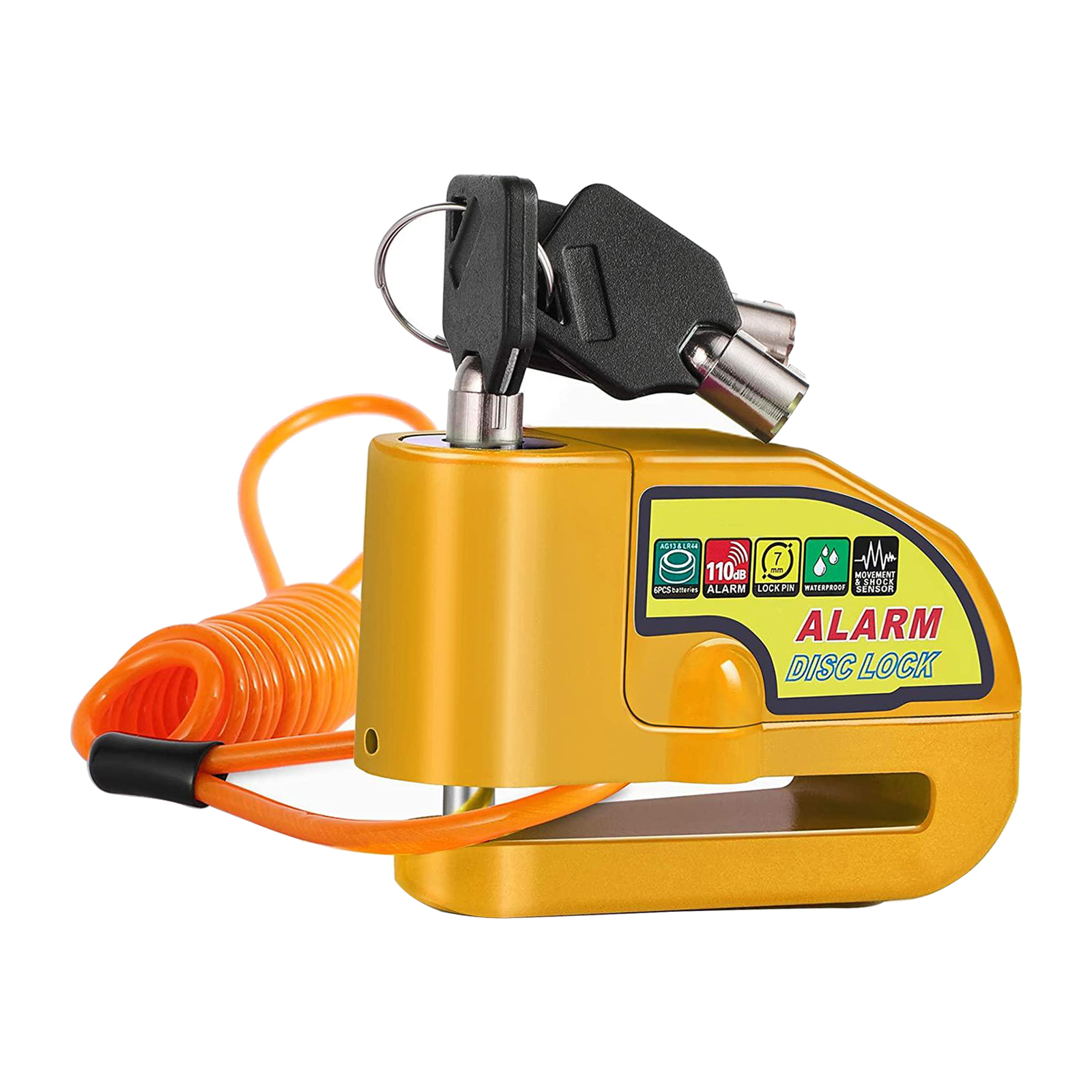 Motorcycles Disc Brake Lock Alarm Anti Theft Heavy Duty with Reminder Cable