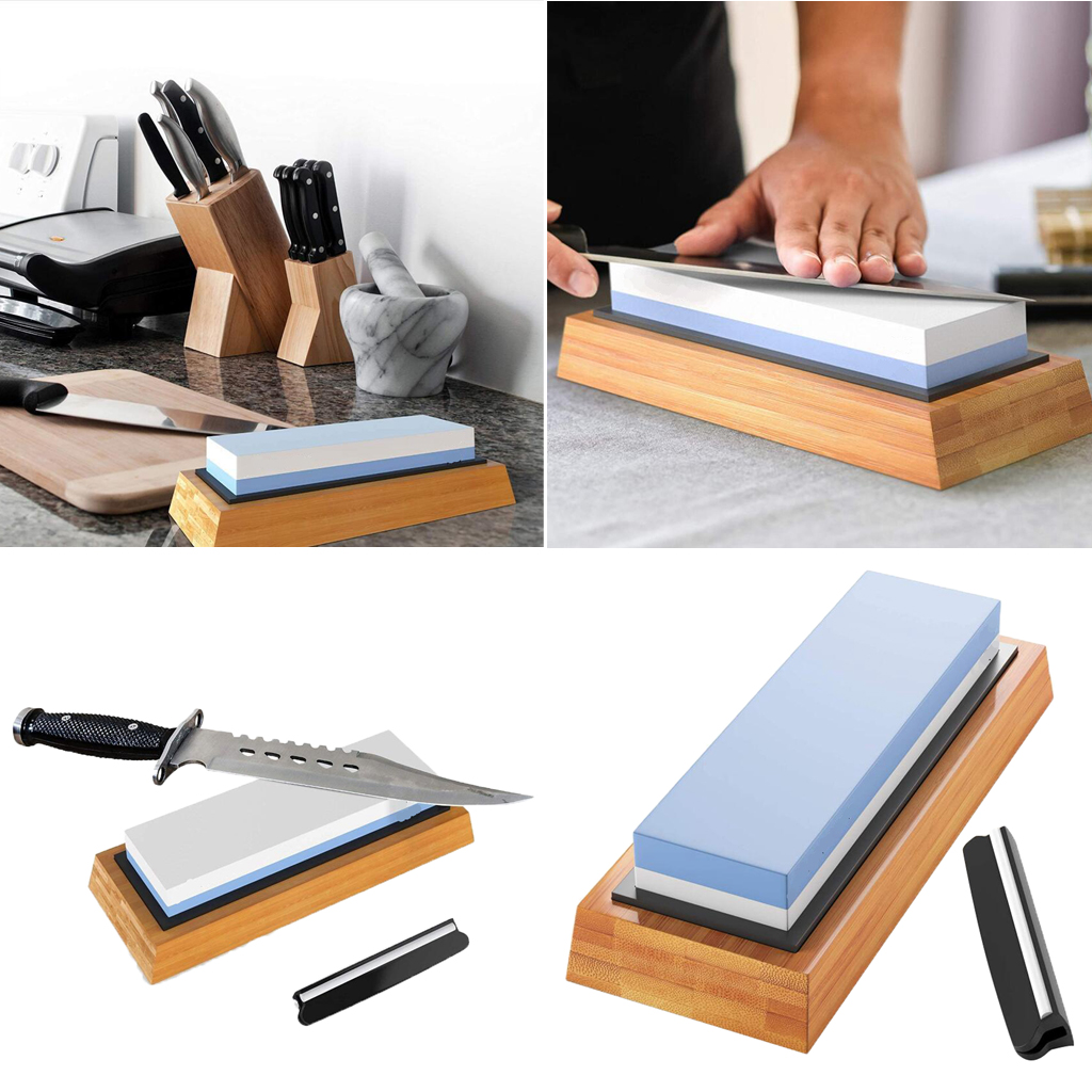 1000/6000 Grit Whetstone Waterstone Sharpener Kit  Sharpenning For Chef