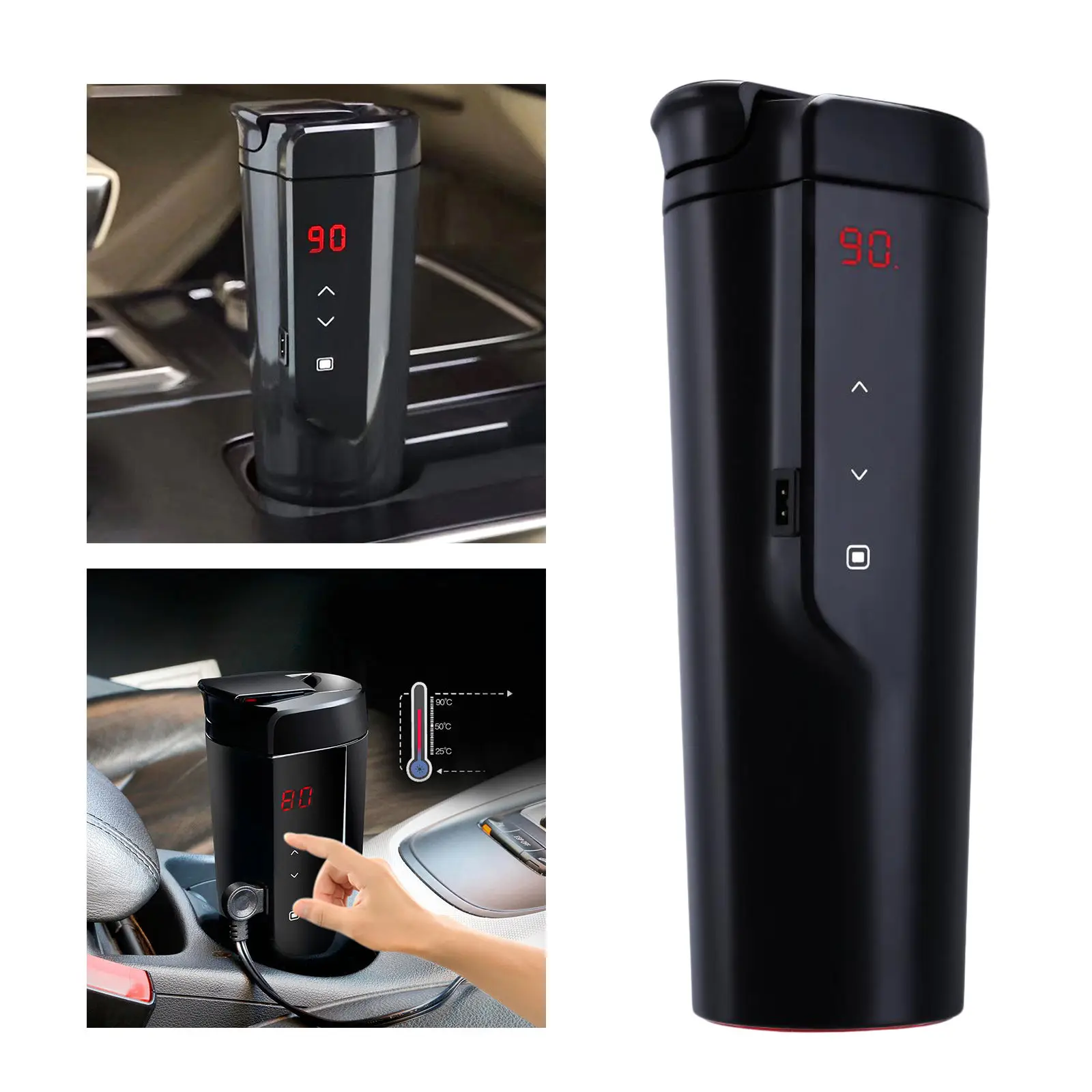 Intelligent Heated Travel Tea Mug 12V Electric Car Coffee Cup with Temperature Control, Real Time Display