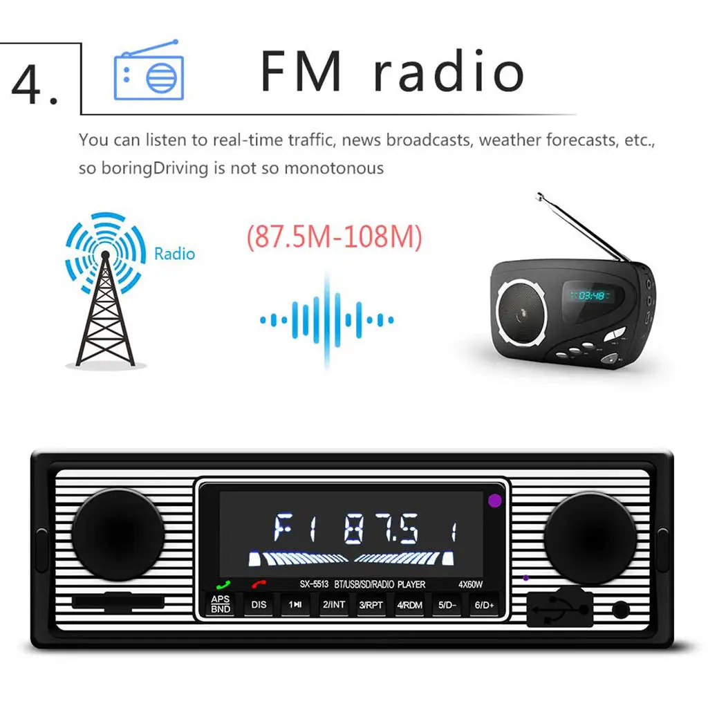 1 Din Car Bluetooth Handfree Car Radio MP3 Player Stereo AUX Audio