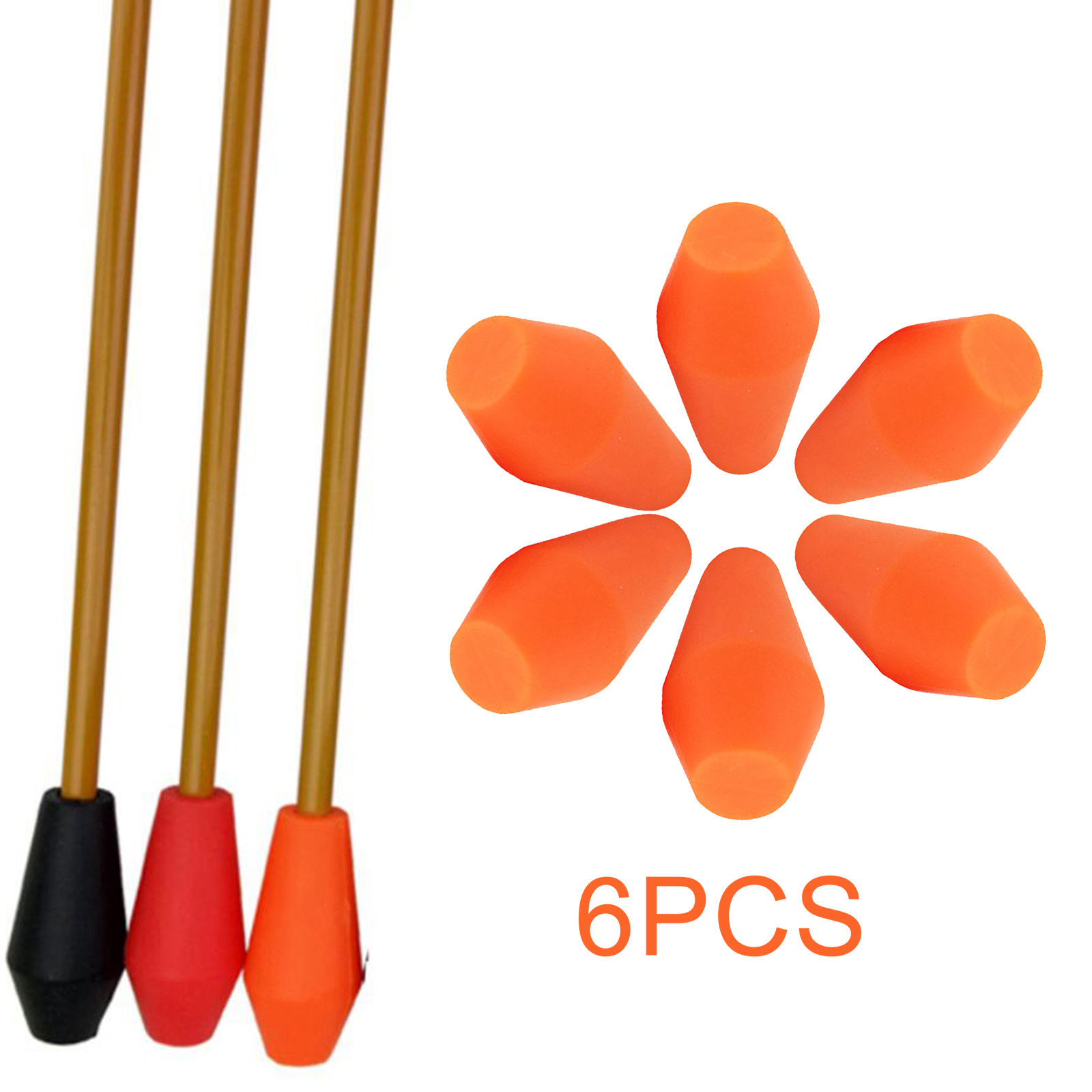 6 pieces Soft Rubber Glue on Target Arrow Tips Point Blunt Replacement for Outdoor Archery 6/8MM