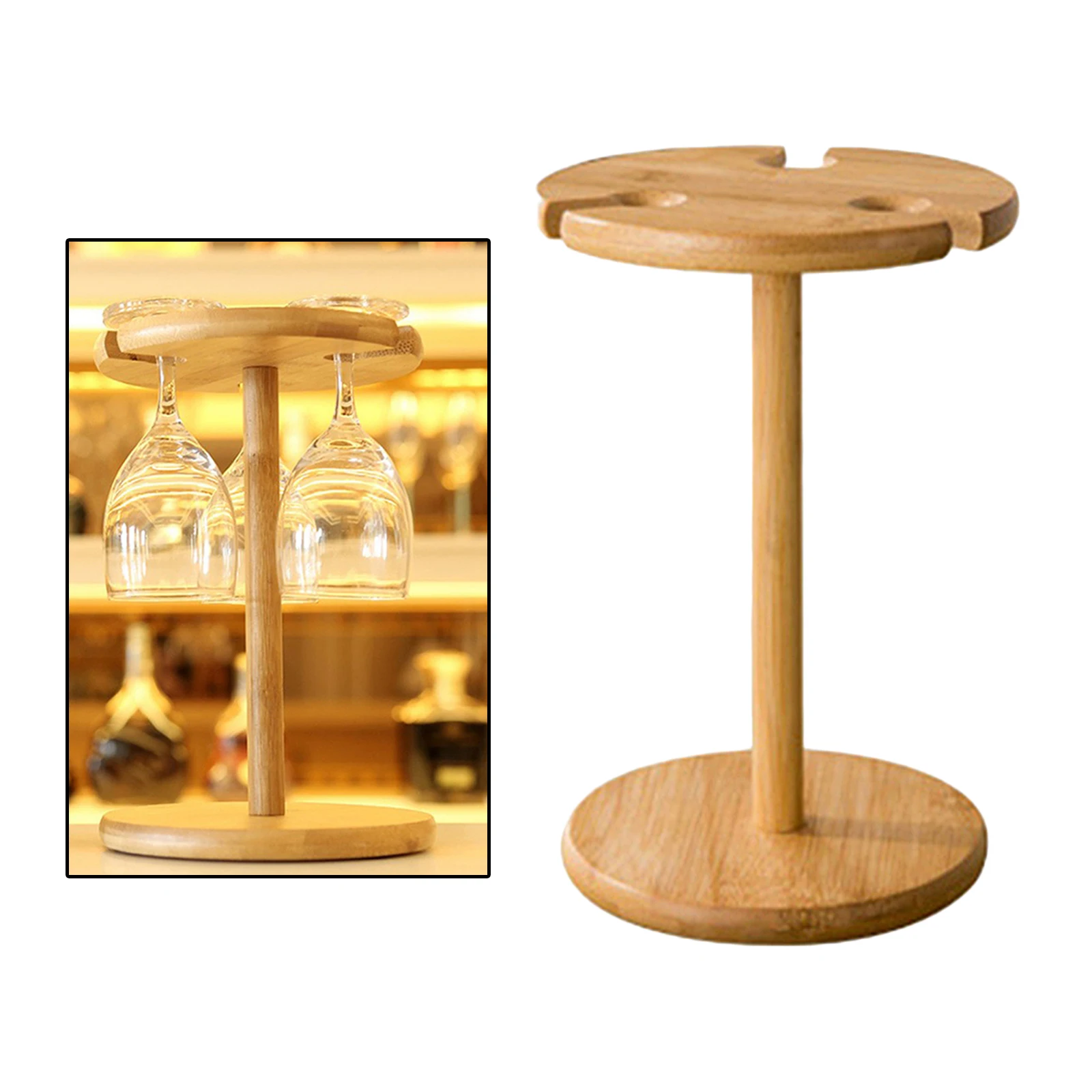 Wine Glass Holder Organizer Bamboo Tabletop Stemware Goblet  Down Drying Racks for Dining Table, Kitchen Countertop