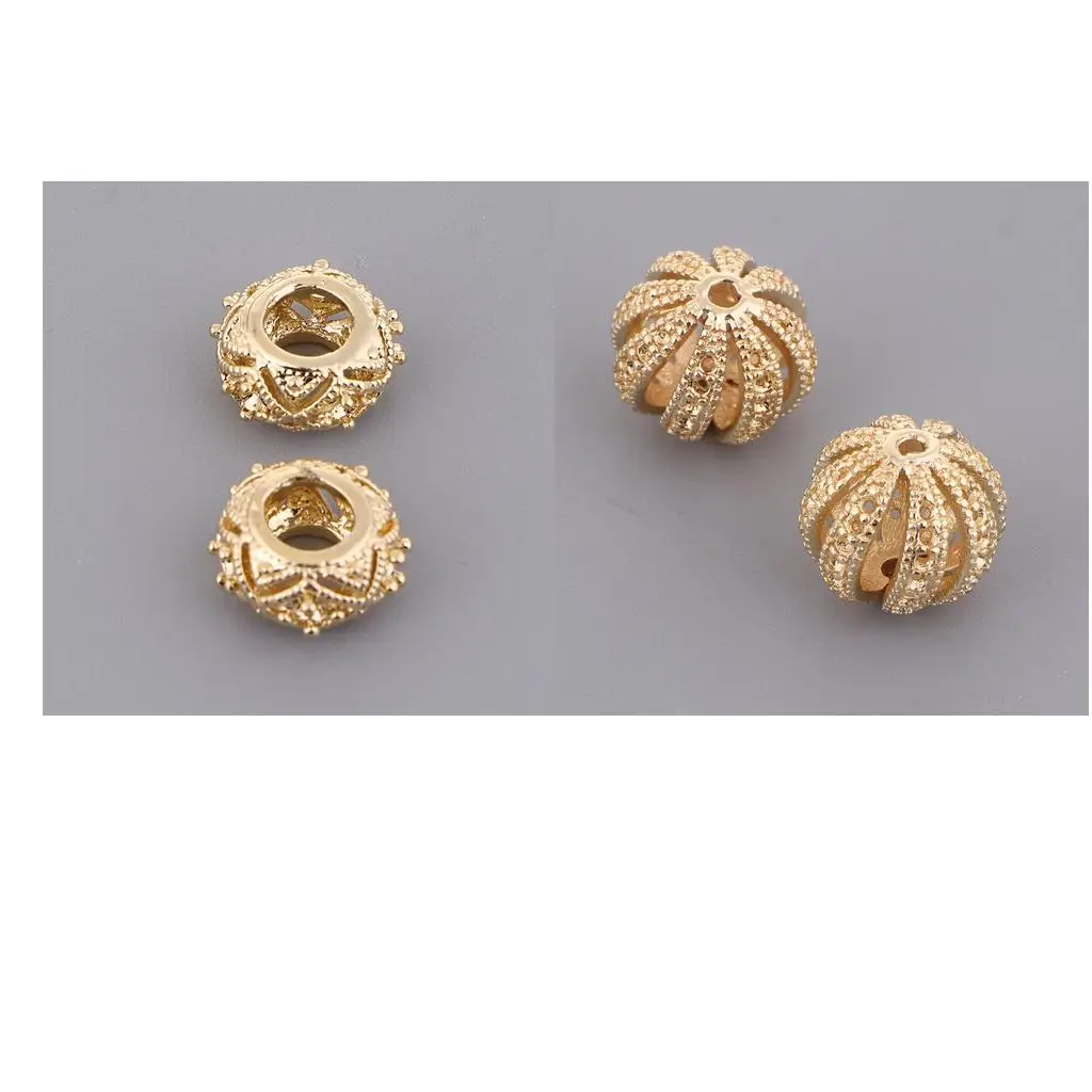 2 Pieces Sewing Crafts Embellishments Antique Floral Filigree golden Beads Charms For Jewelry Making Craft