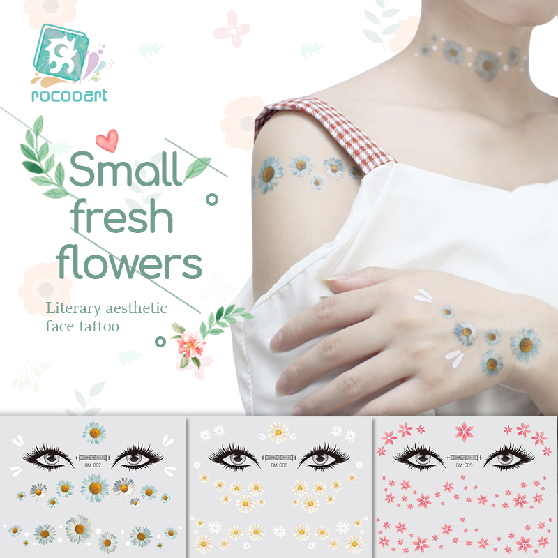 Best of Rocooart Face Sticker Temporary Tattoo Party Face Makeup Tools Small Fresh Flower Fake Tatoo Little Flora Flash Tattoo Stickers Reviews & Tips