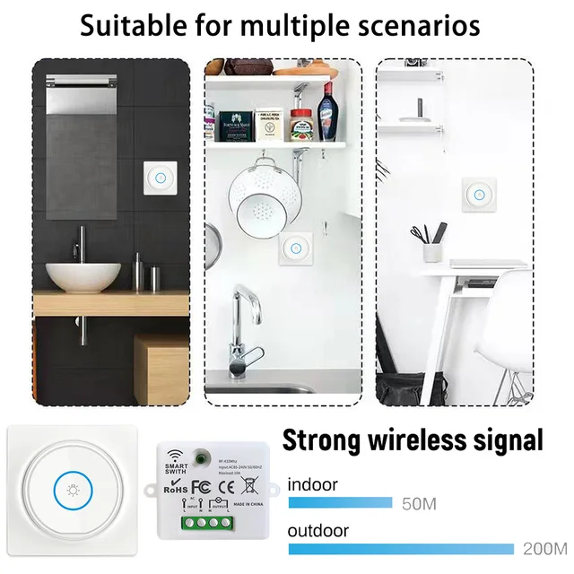 Smart US Wireless Kinetic Switch No Battery Wall Light Smart