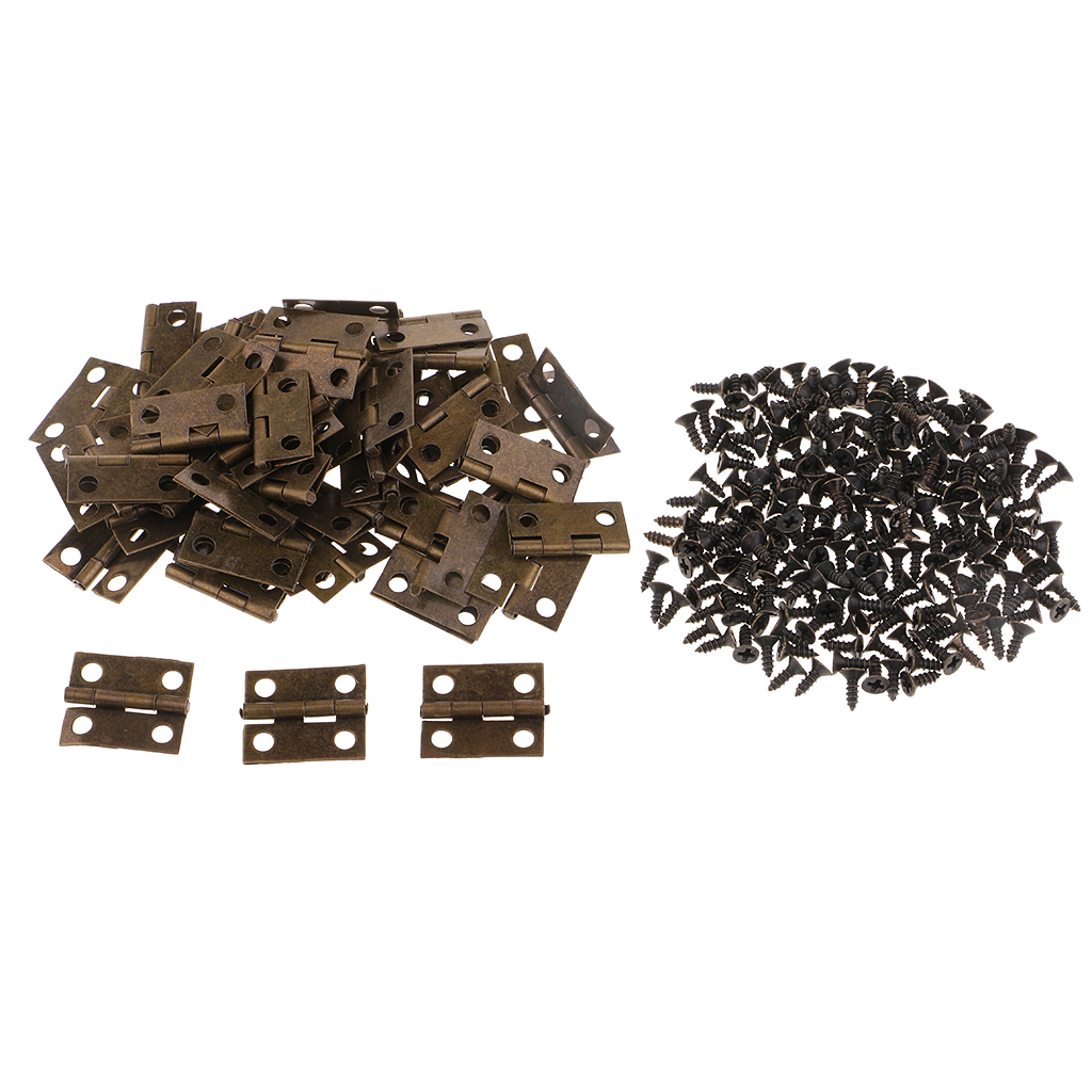 50 Pieces Antique Small Hinges Bronze Hinges with Screws for Wooden Gift Box Hinge Cabinet Drawer Jewelry Boxes Chest Dresser