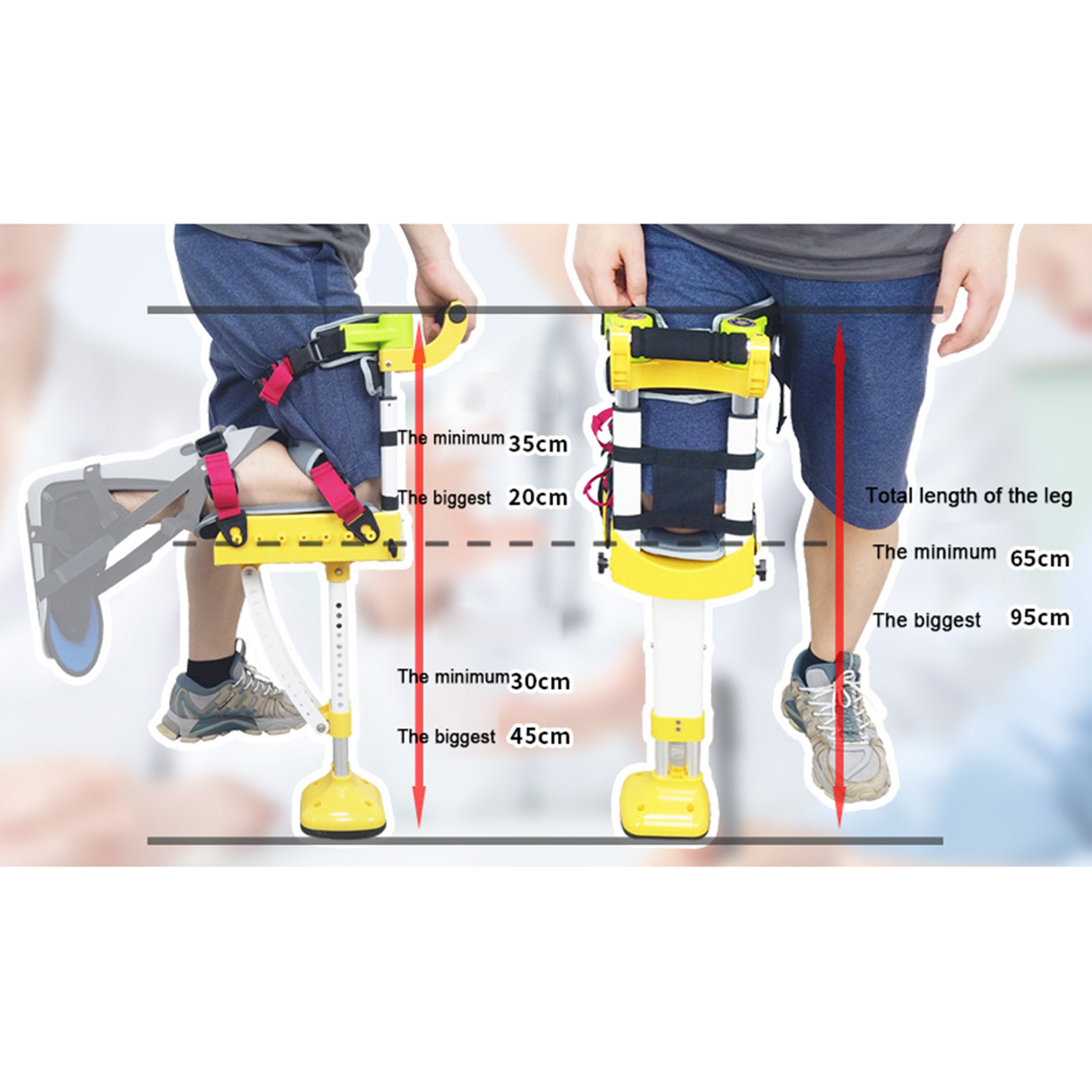Ergonomic Hands Free Crutches Knee Crutch for Adult Mobility Aids Device Walking Support Crutches Adults Adjustable Crutch