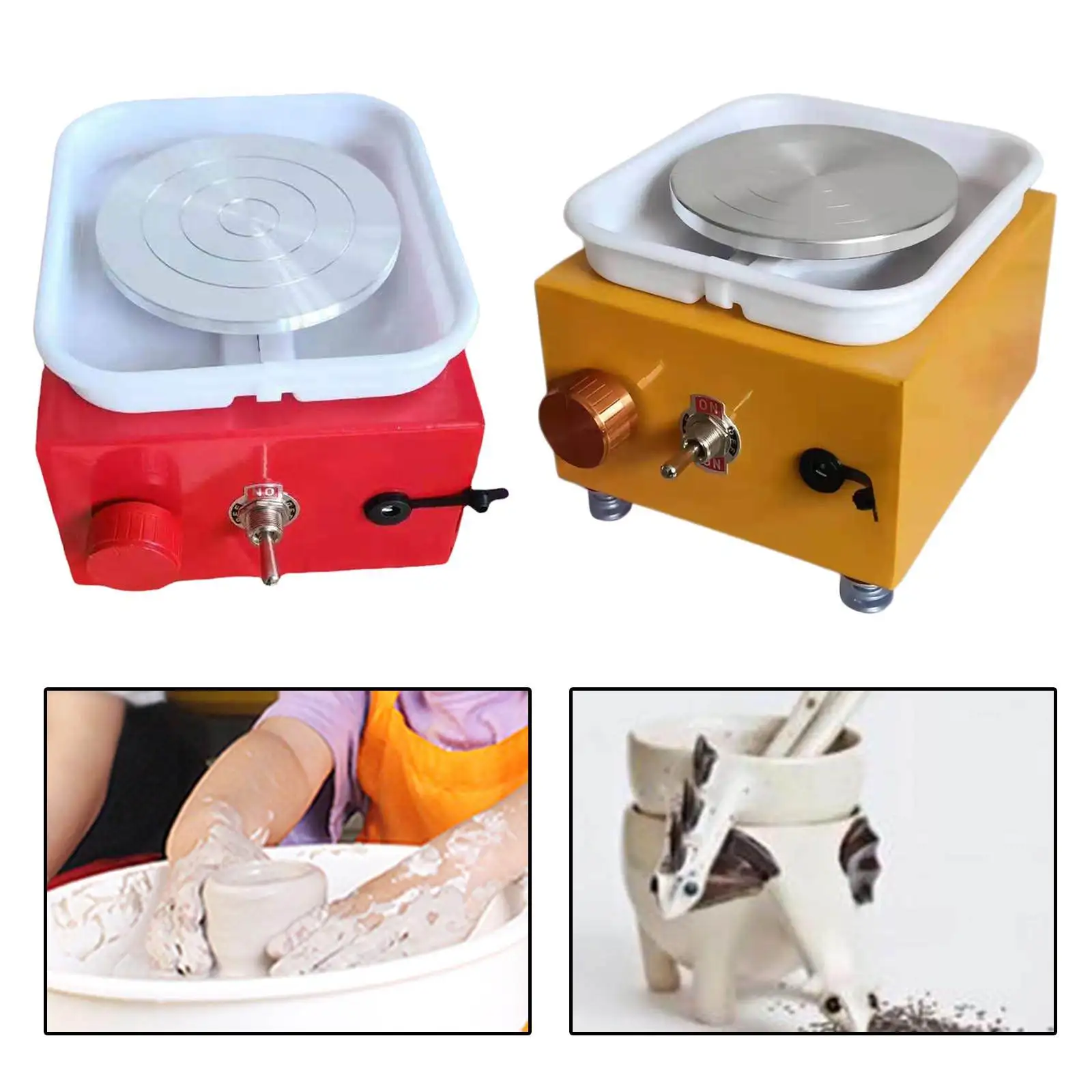 Electric Pottery Wheel Mini Clay Forming Art Craft Ceramic Trimming Wheel US Plug Tool Machine for School Teaching Kids Home Use