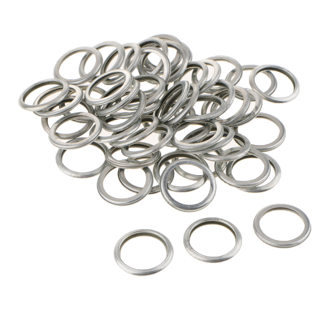 50pcs Metal Engine Oil Drain Plug Crush Washer Gasket Open Size: 16mm Screw Size: M16