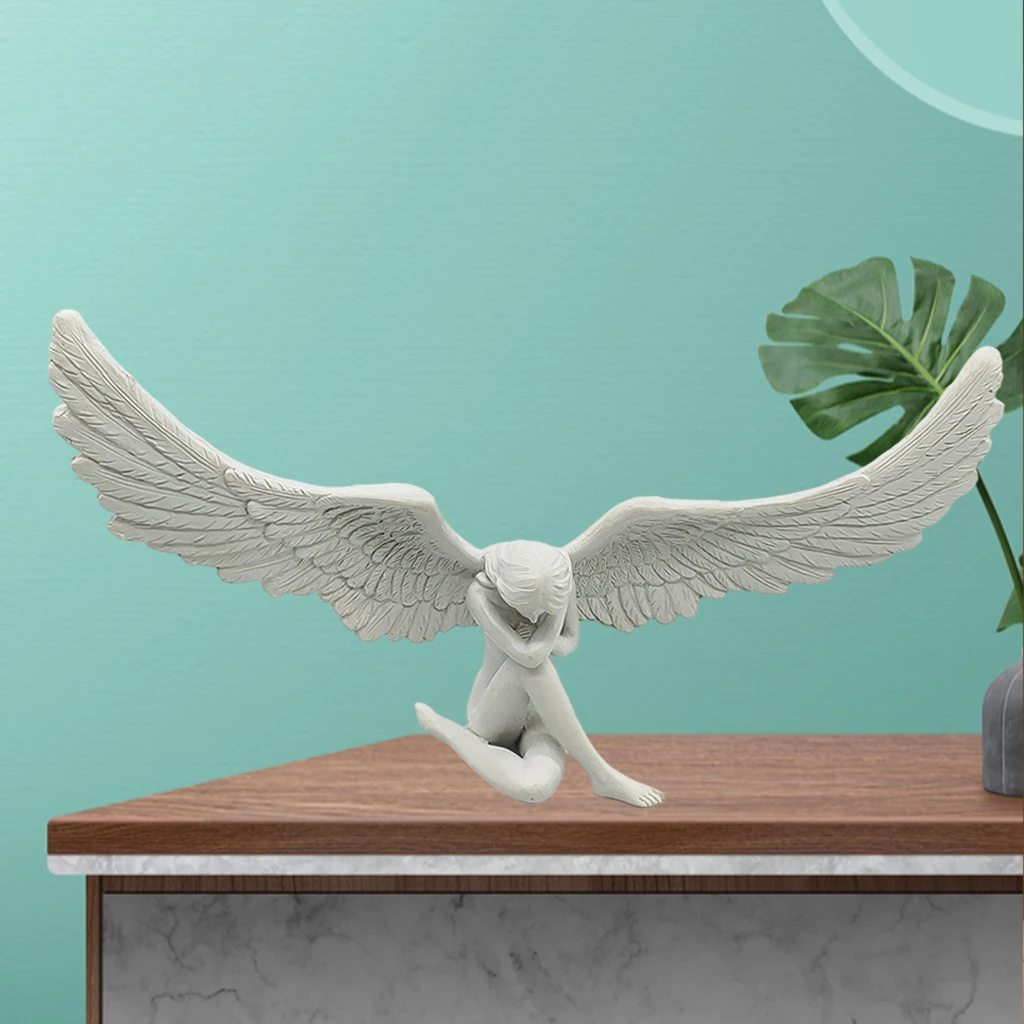 Nordic Angel Wing Figurine Modern Vivid Angel Statue Garden Sculpture Art Resin Crafts Living Room Bedroom Decor Ornaments Gift