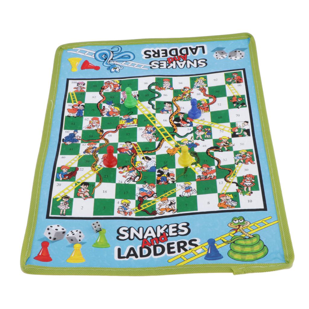 Mini Travel Chess Ludo Game SNAKE & LADDER 38cm x 27cm Foldable Pocket Pack for Outdoor Hiking Camping Travelling Games Gift