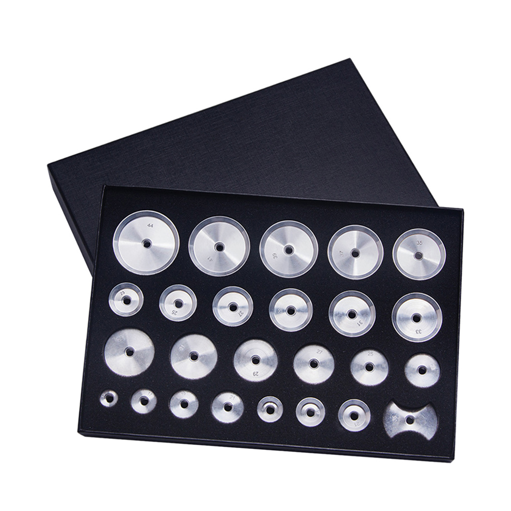 25pcs Watchmaker Press Tool Accessory Aluminum Dies For Watch Glass/Crystal 