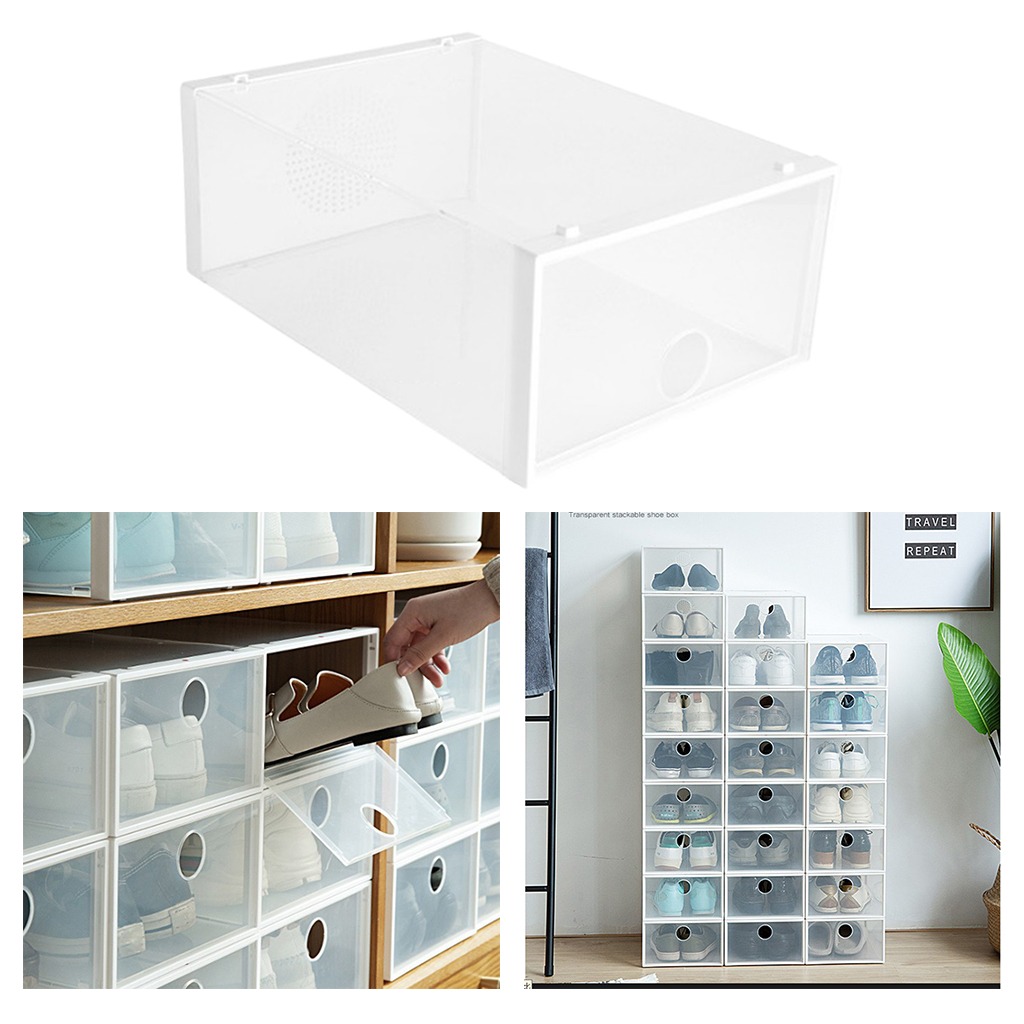 Home Dorm Closet Entryway Shoe Storage Box Clear Shoes Holder Socks Organizer