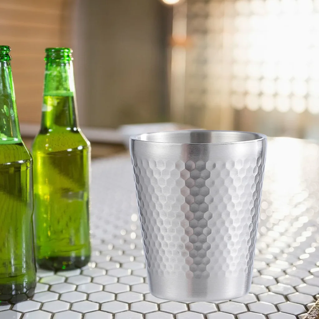 Portable Double Wall Beer Mug Shatterproof Ice Tea Wine Drinks Cup 300ml