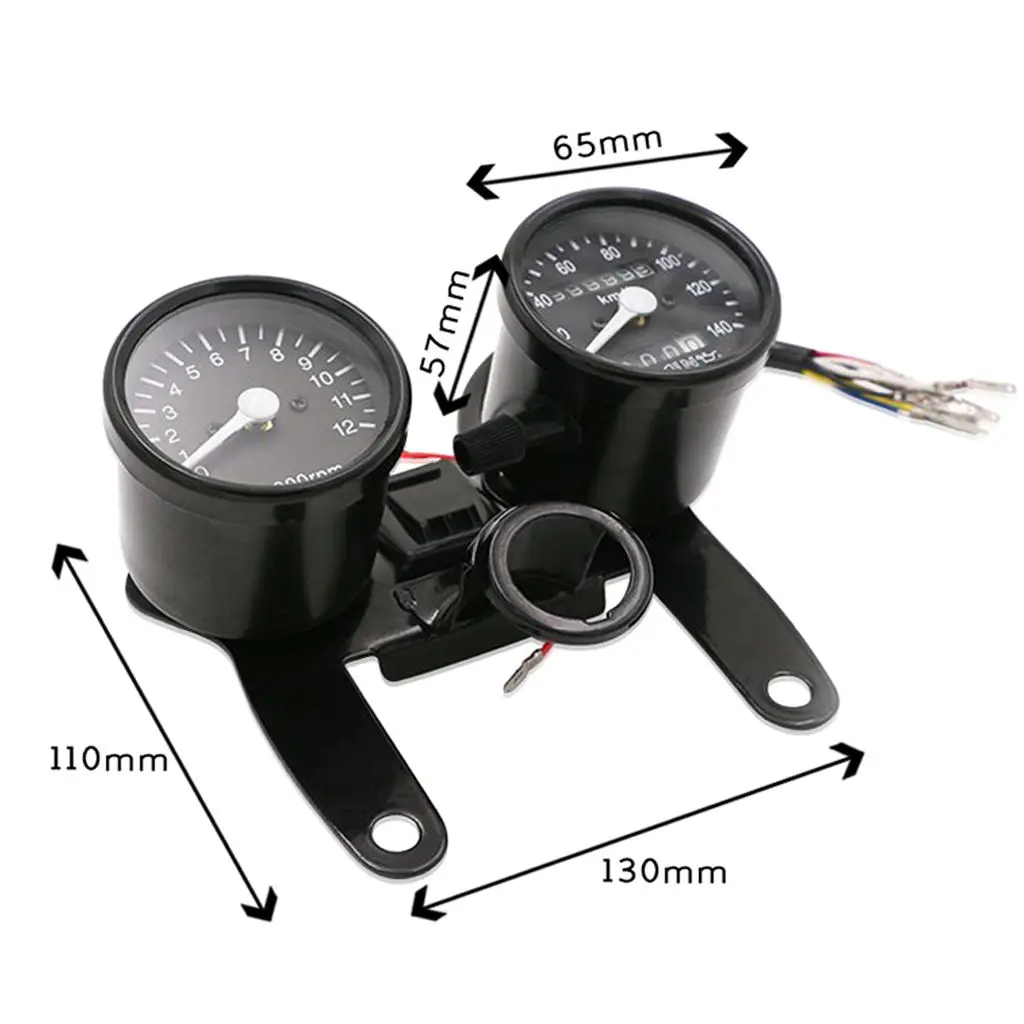 Motorcycle Instrument Odometer Speedometer and Tachometer with LED Signal Light for Honda CG125 Cafe Racer