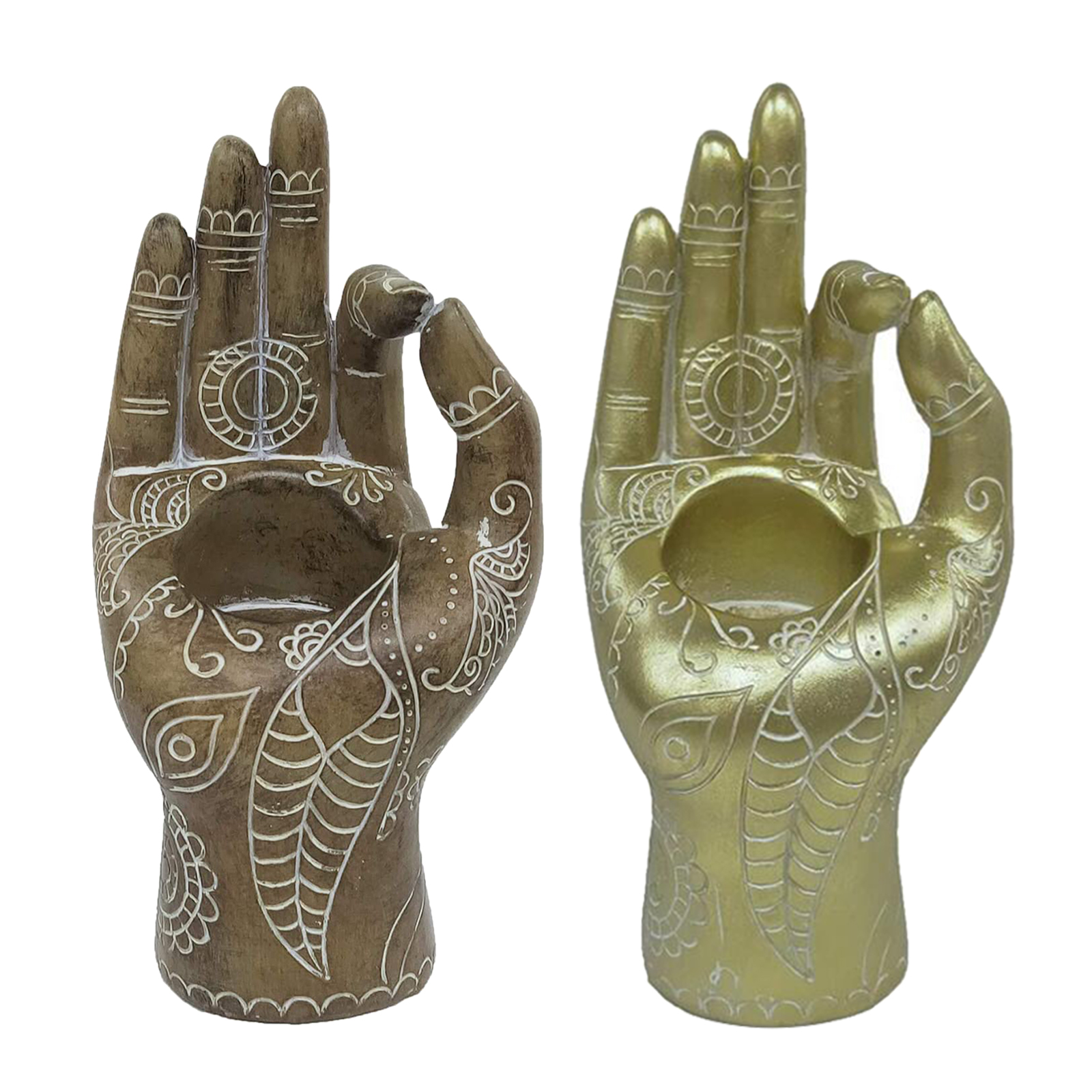 Buddha Zen Meditation Candle Holder Mudra Hand Tabletop Tealight Decor Figurines Hand Ornament Yoga Studio Office Decoration