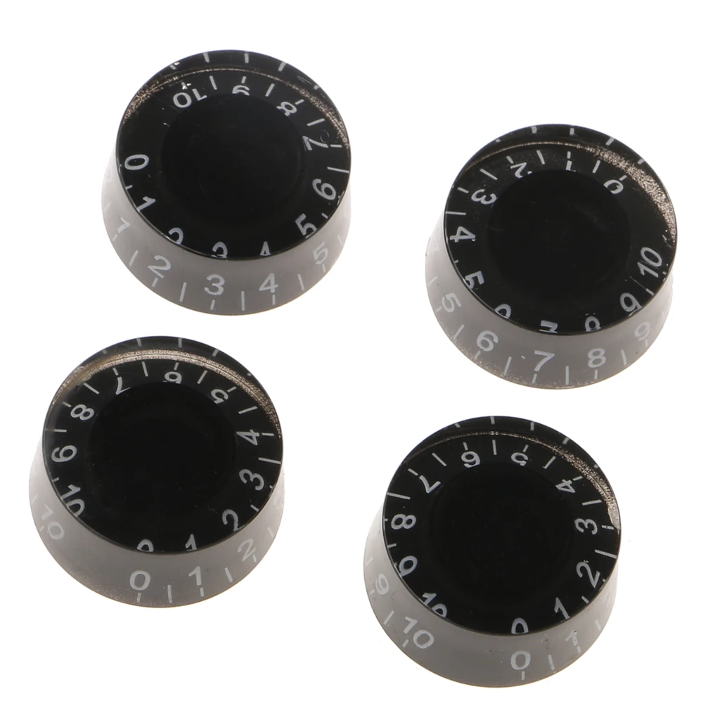 4 Pieces Volume Tone Control Knobs Tuning Dial Buttons Black for  Electric