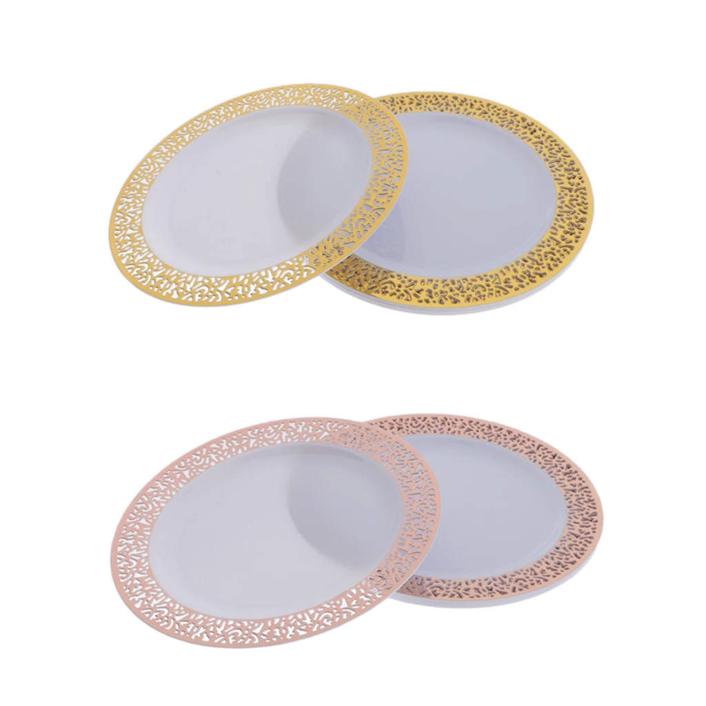 6PCS Plastic Party Plates Disposable Dessert Appetizer Wedding Dinner Plates