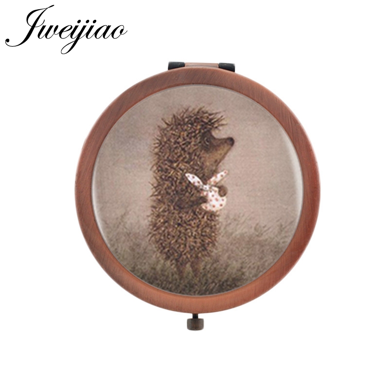 Best of Youhaken Hedgehog In The Fog Pocket Mirror Cartoon Vintage Copper Metal Glass Cabochon Portable Compact Floding Makeup Mirrors Reviews & Tips