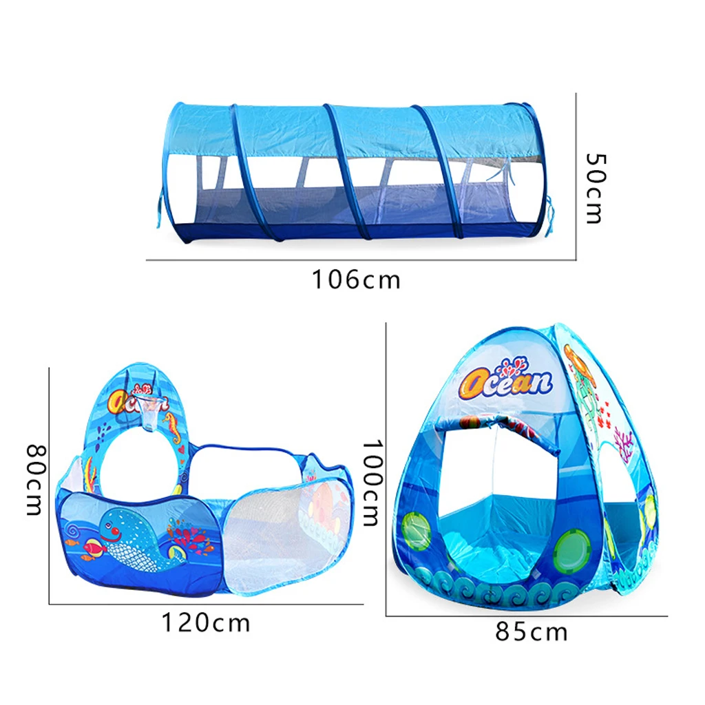 3 in 1 Portable Playpen Game Play Tent Kids Toddler Pop Up Tunnel Ball Pit