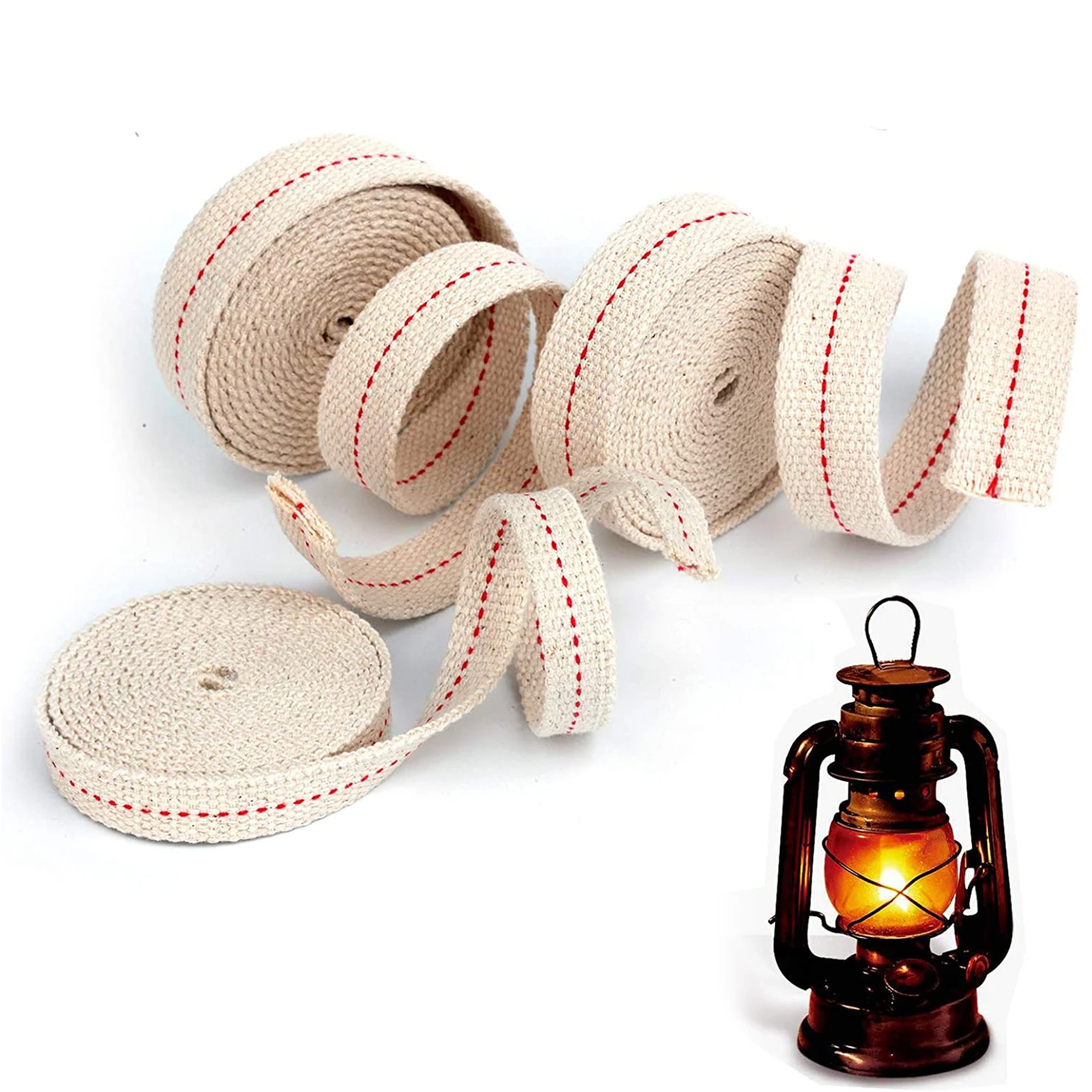 3 Rolls Cotton Oil Lamp Wick Flat Oil Lantern Wick for Oil Lamps and Oil Burners, 6.5Feet (Red)