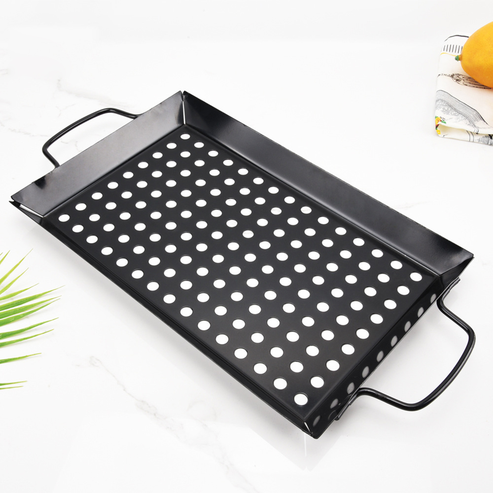 Grill Topper BBQ Grilling Pans Non-Stick Barbecue Trays with Holes for Cooking Meat, Vegetables, and Seafood, Easy to Clean