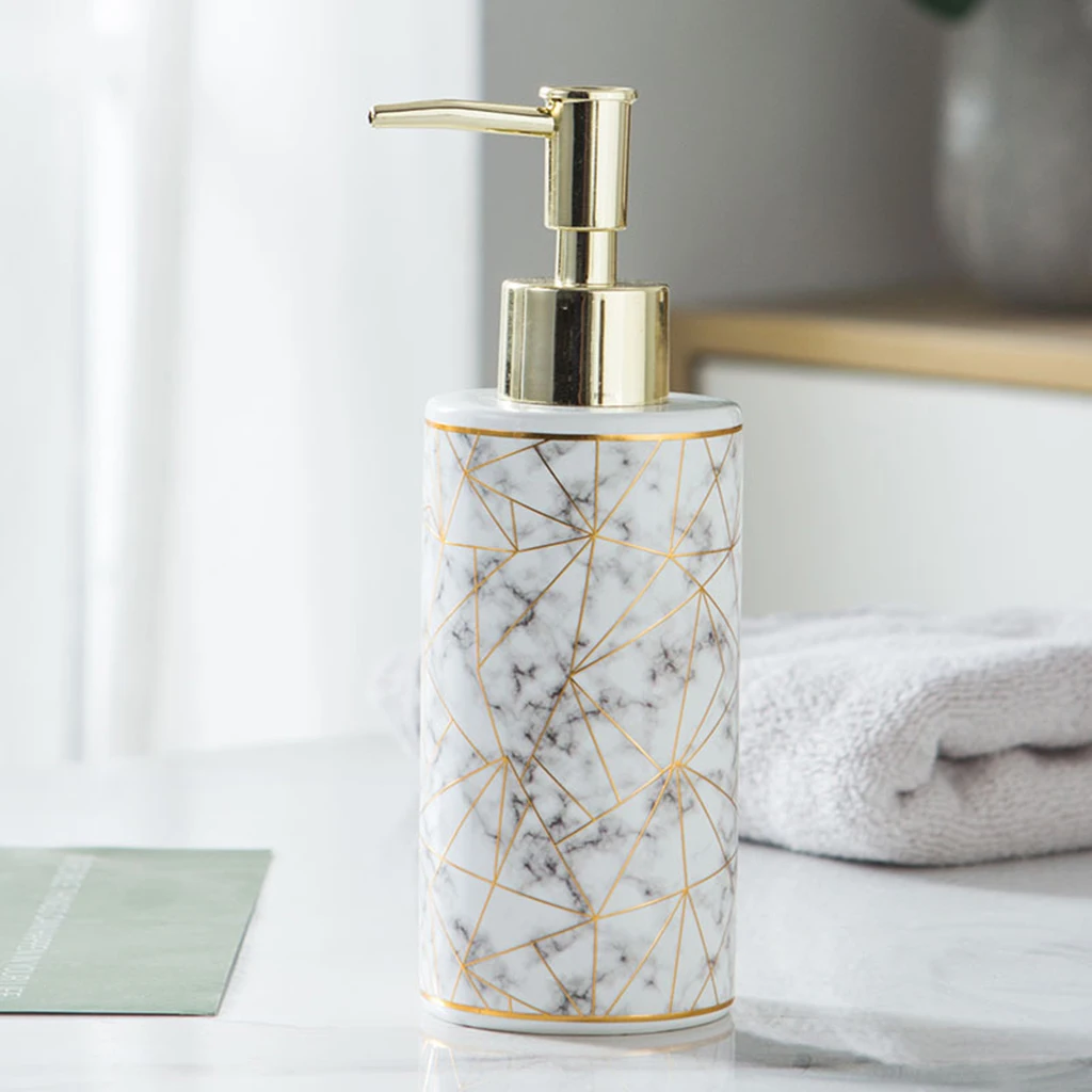 300ml Soap Dispenser Marble Lotion Refillable Liquid Makeup Hand Sanitizer Container Home Bathroom Pump Bottle