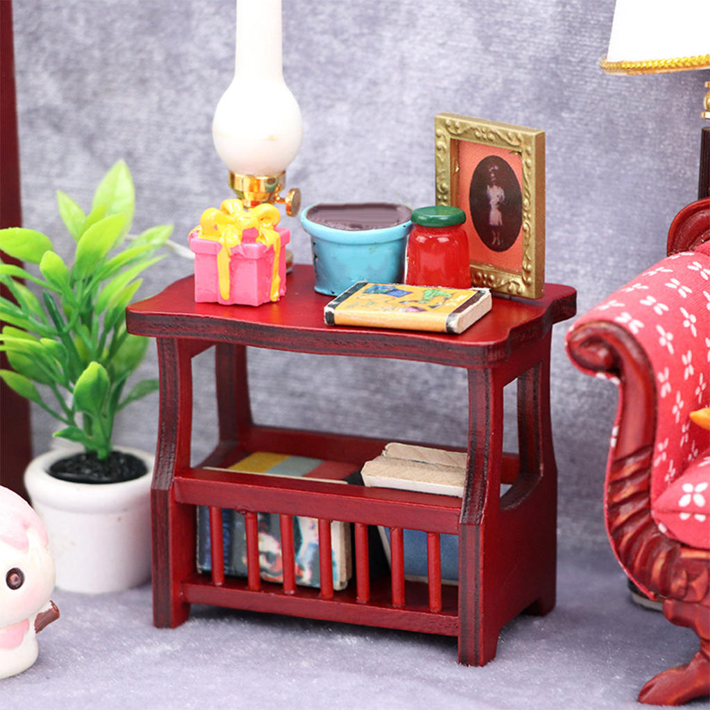 Dollhouse Coffee Table Furniture DIY Decoration Photography Props Model Toys 1/12 for Bedroom Living Room Girls
