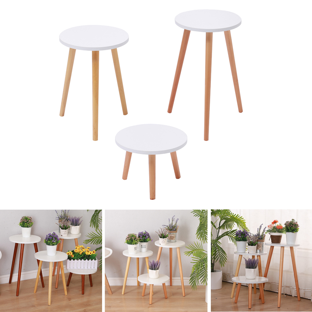 Indoor Plant Stand Wood for Plant Table Flower Holder for Planter Round