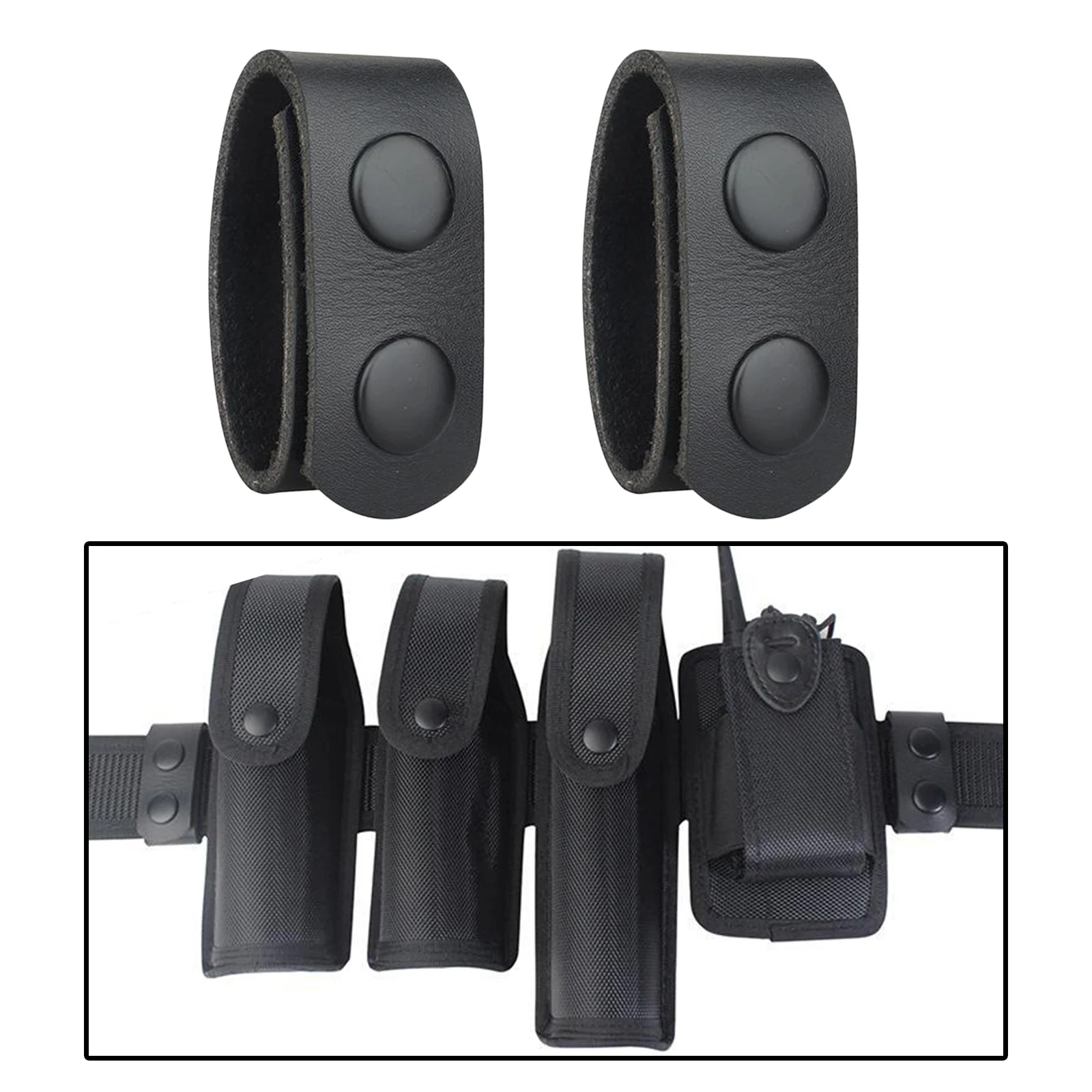 Leather Duty Belt Keeper Police Double Snap Button Stopper 2'' Wide Belts