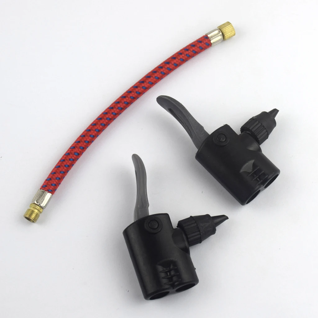 2x Nylon Pump Dual Head 6.5`` Bike Extension Hose Extend Tube Converter Adaptor