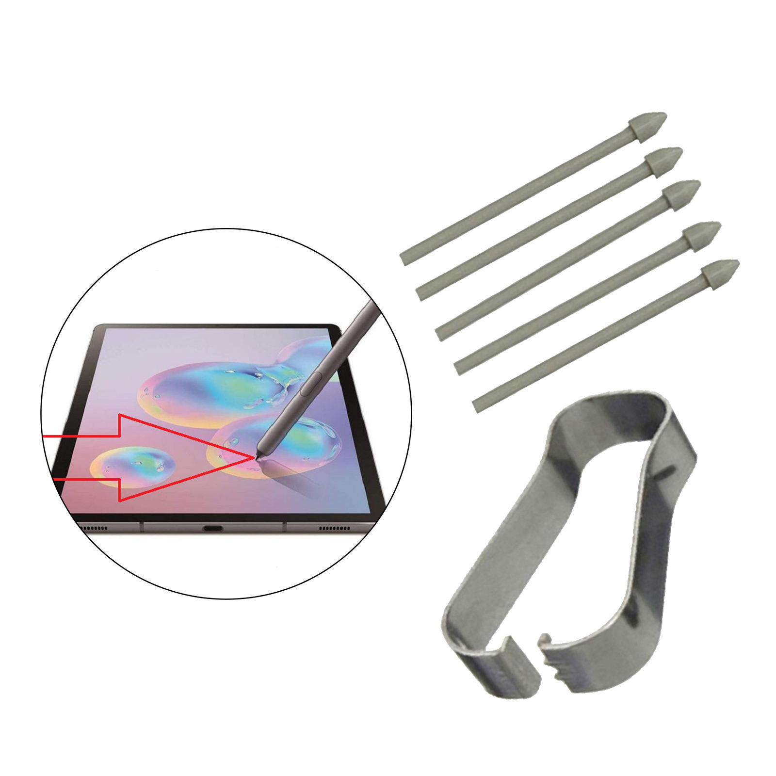 5 Pieces Touch Stylus Tips Replacement with Removal Tweezers Carbon Fiber S-Pen Refill for Tab S6/S6 Lite Smartphones for S7/S7+