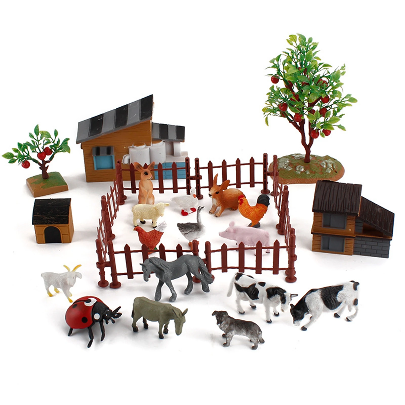 21Pcs Farm Animals Set Realistic Tiny Farm Animal Figures TOY for Party Kids